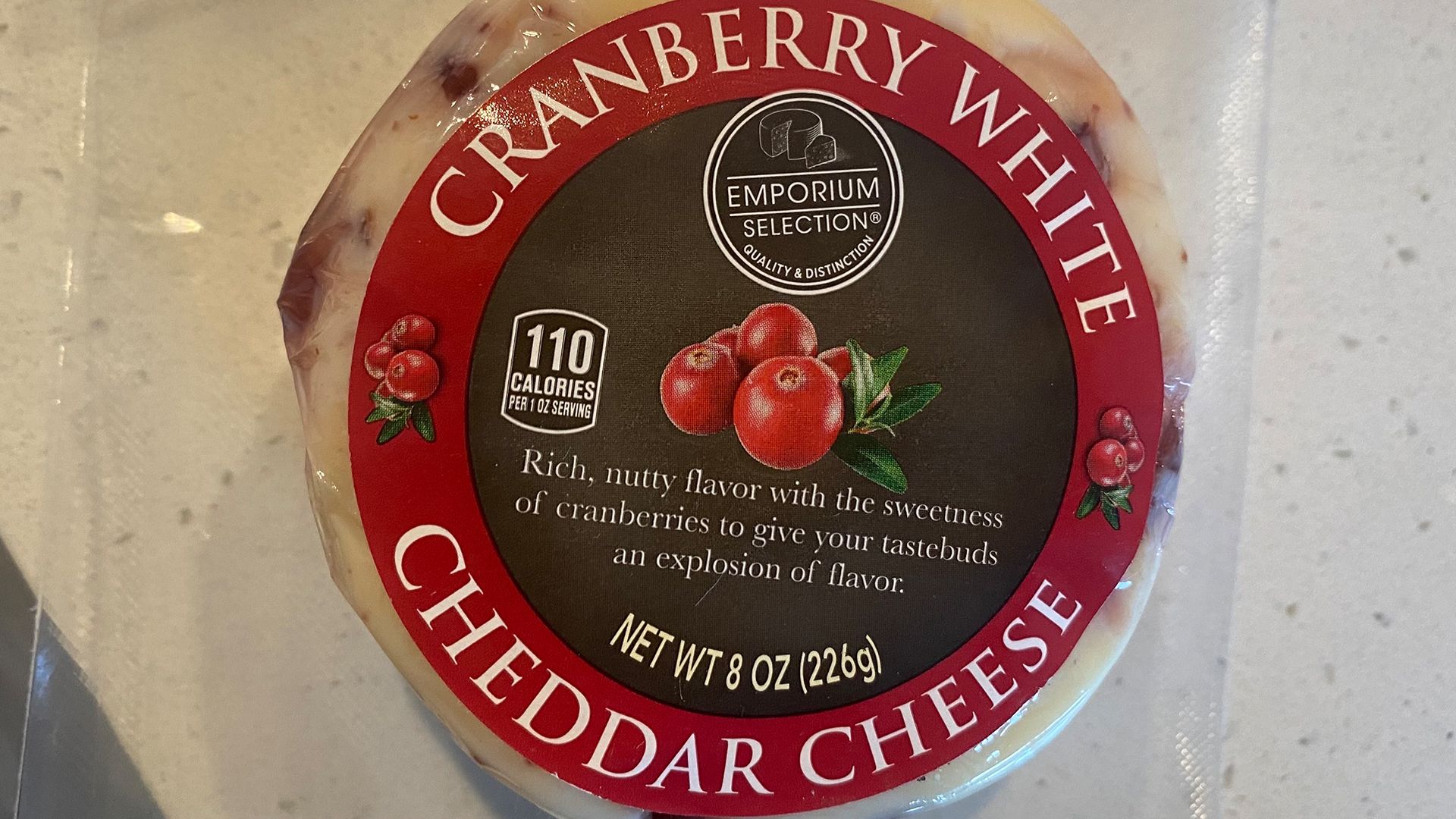 Cranberry white cheddar cheese. Photo: Taylor Allen/Axios