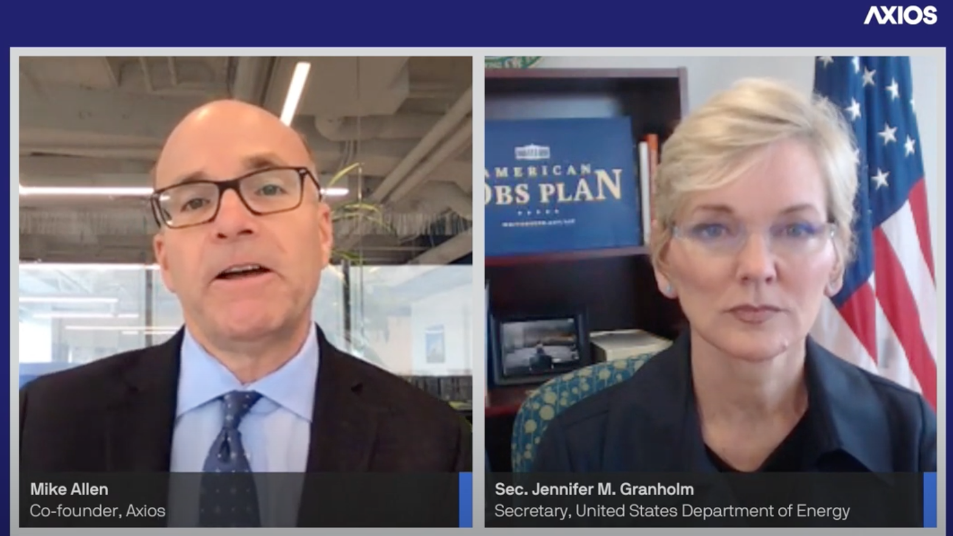 Axios co-founder Mike Allen in conversation with Energy Sec. Jennifer Granholm