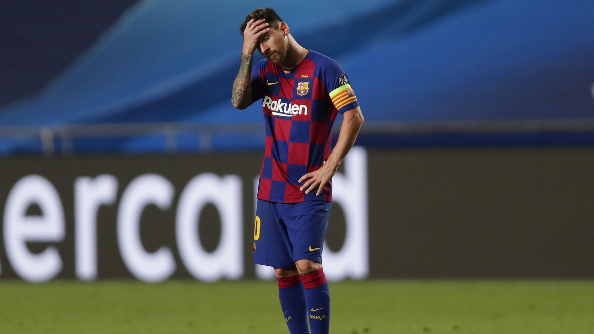 Lionel Messi looking dejected