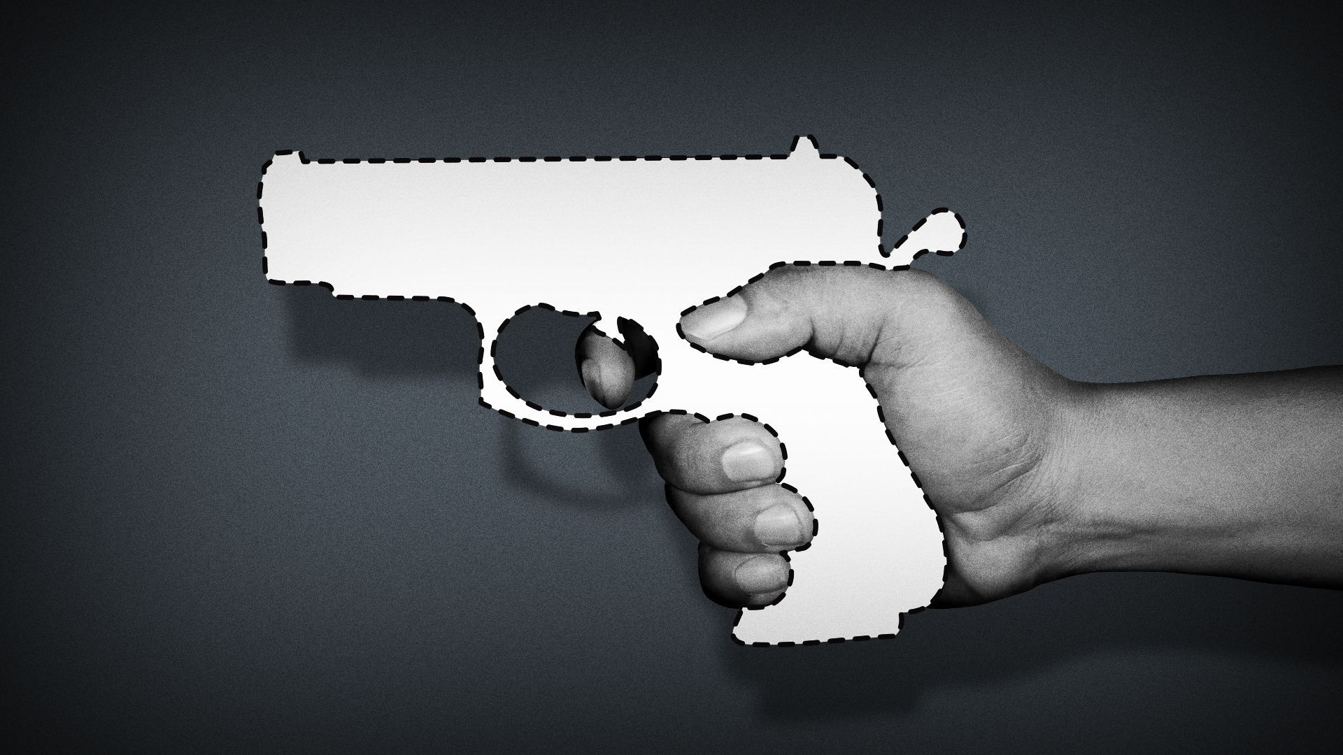 Illustration of an outline where a gun should be held. 