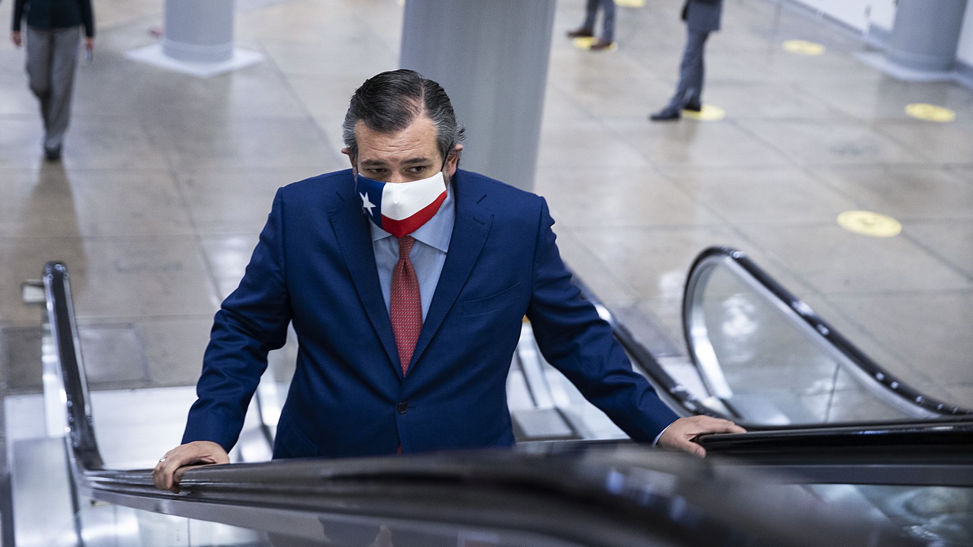 Senator Ted Cruz rides an escalator into the U.S. Capitol last month.