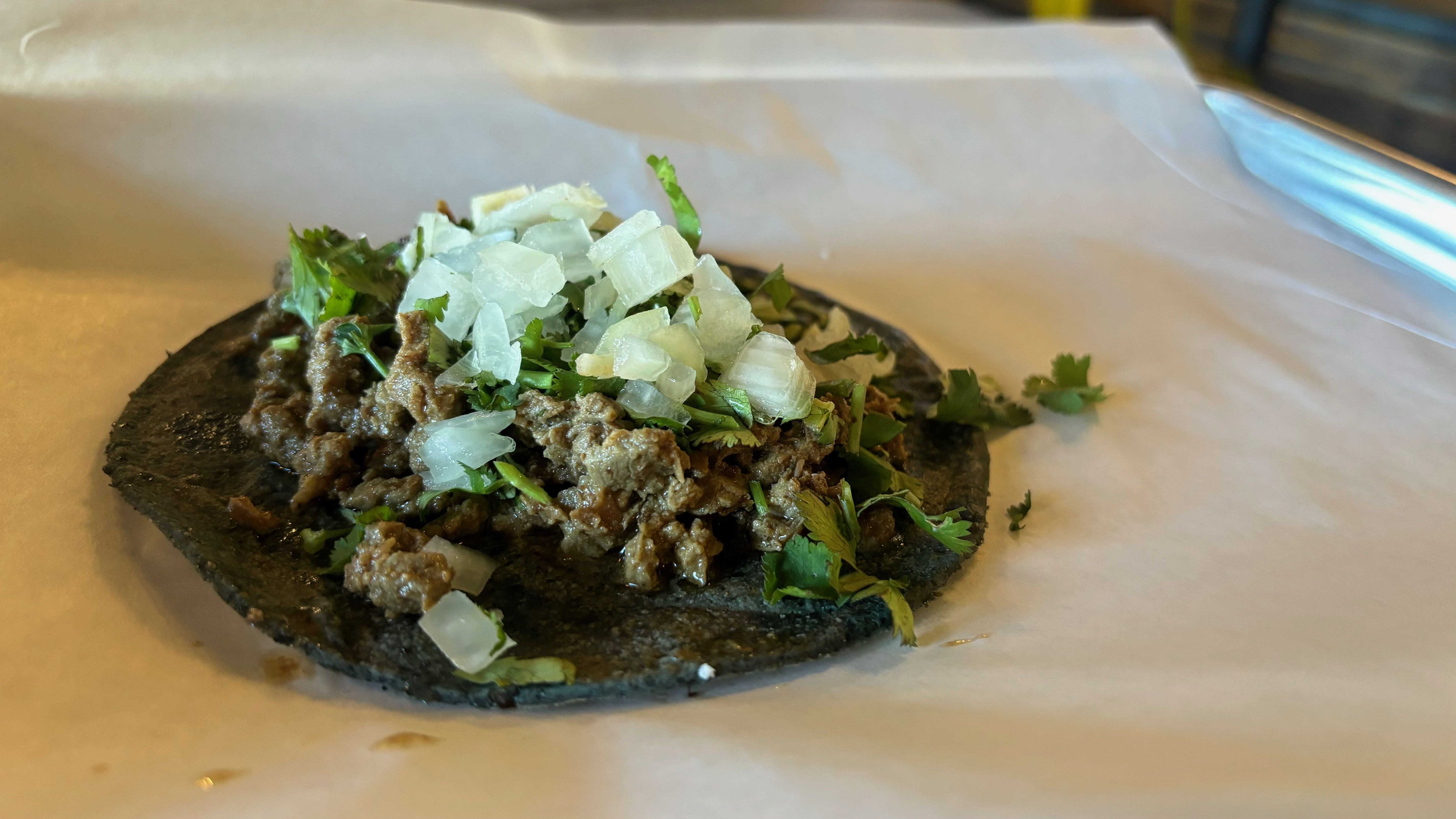A carne asada taco.