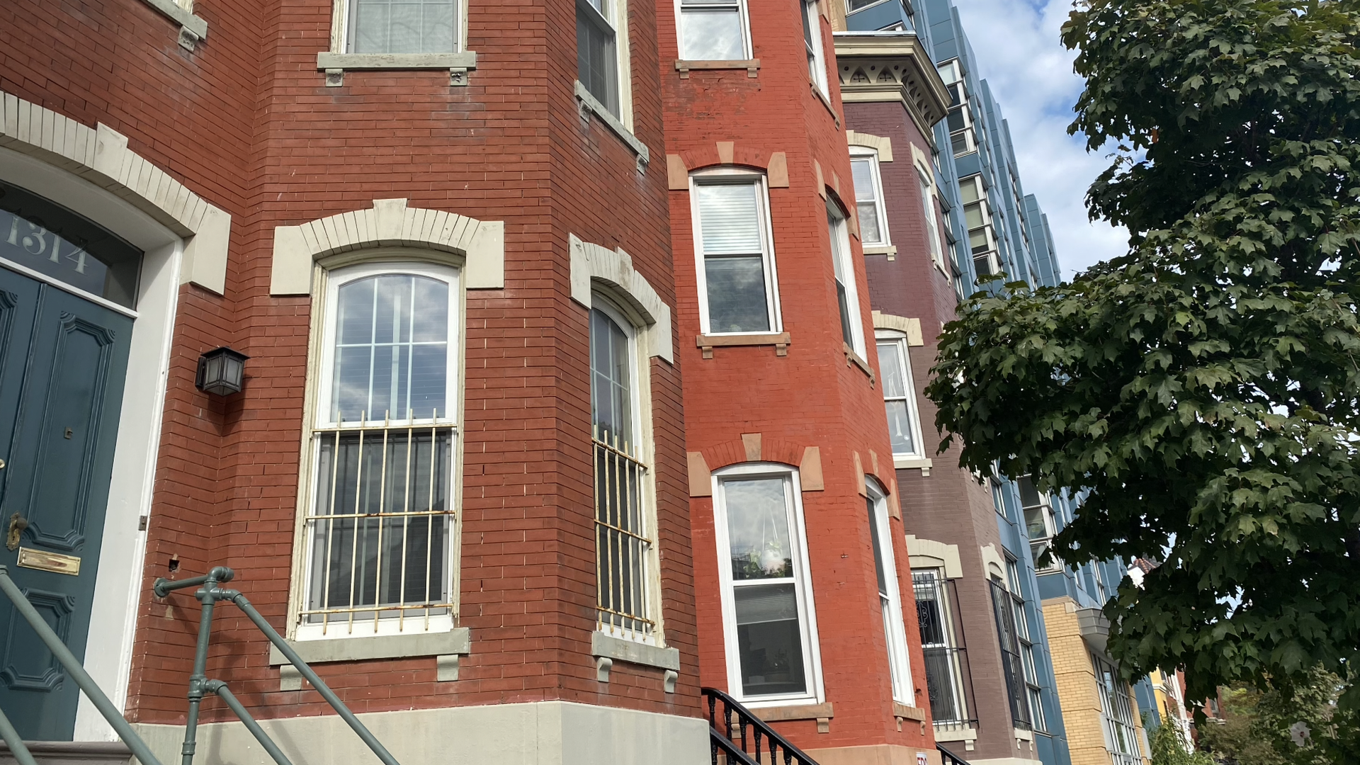 A photograph of D.C. rowhouses