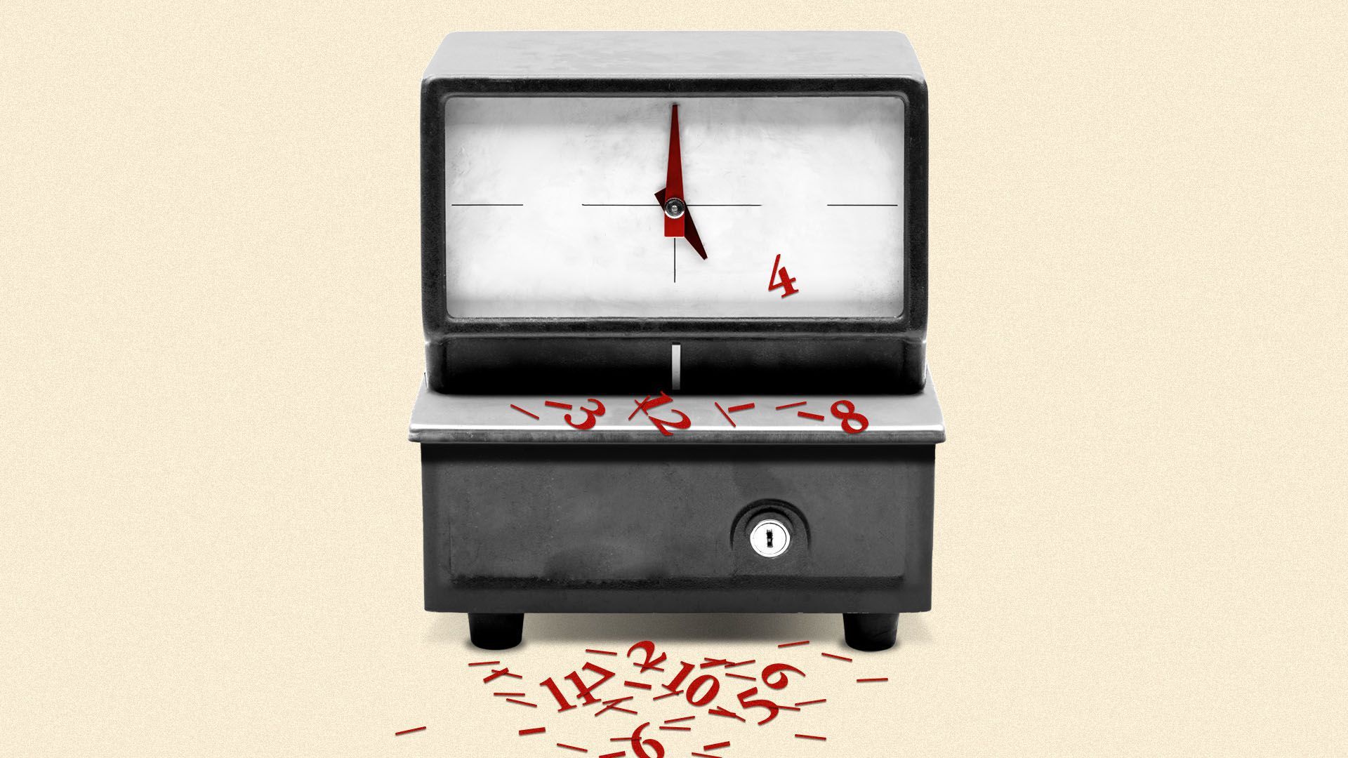 Illustration of a broken clock.
