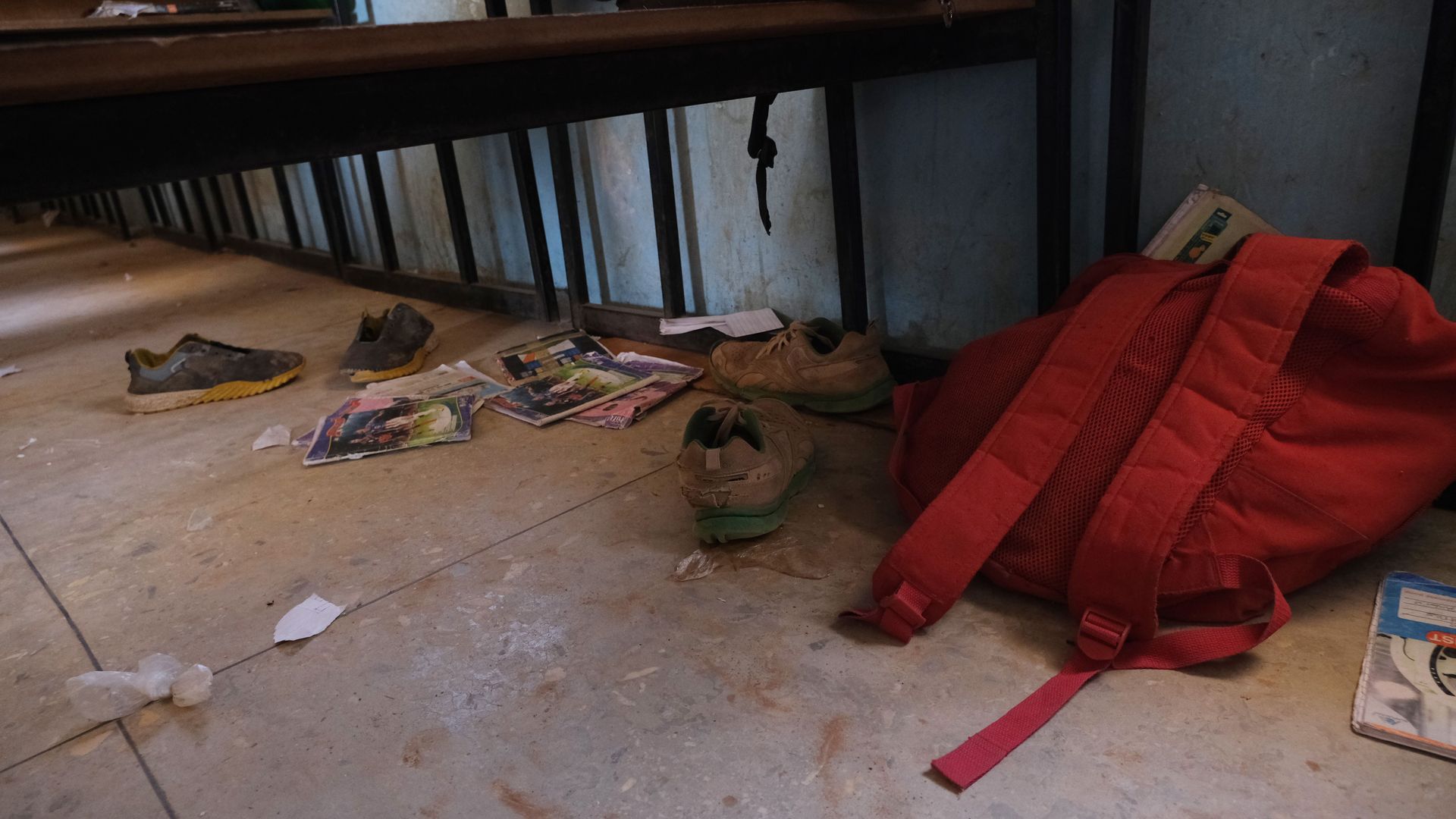 Picture of school bags and wares from the children who were abducted in Nigeria