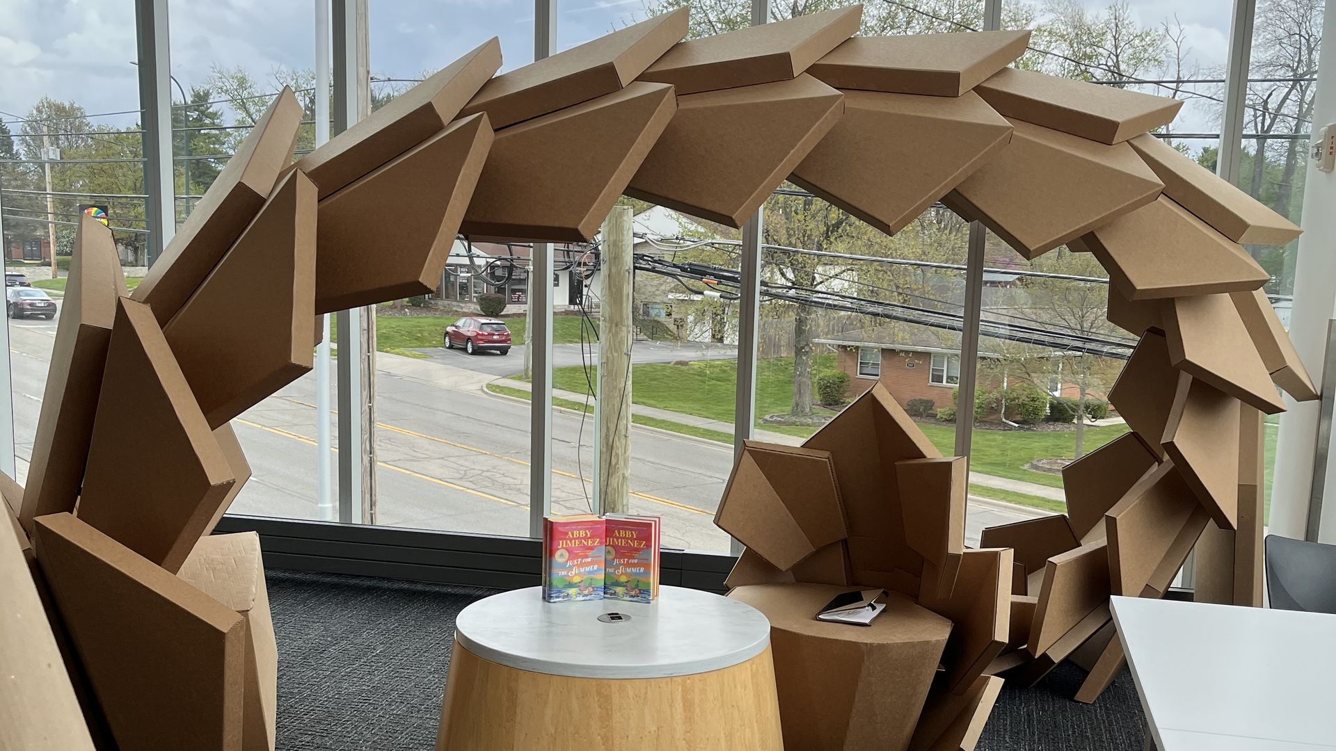An arching wooden nook at the Gahanna library branch