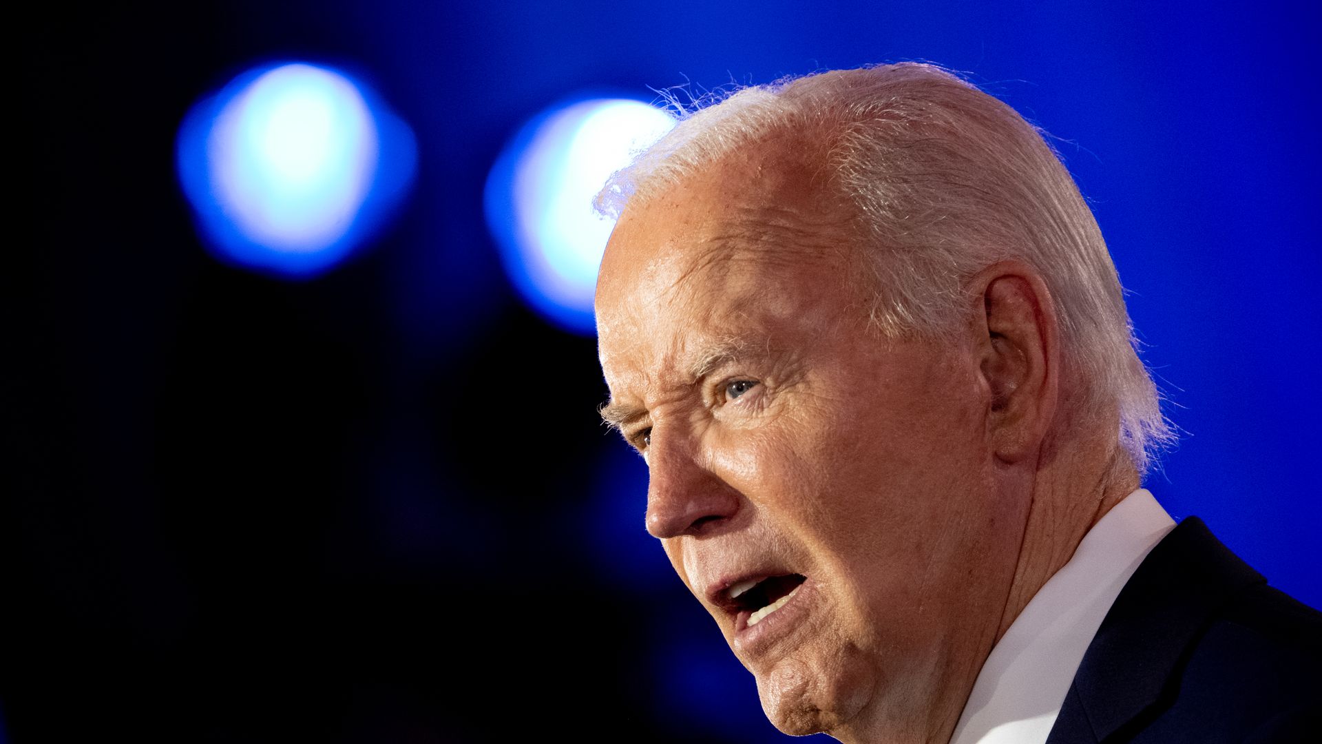 President Joe Biden speaks during a NATO 75th anniversary celebratory event at the Andrew Mellon Auditorium on July 9, 2024 in Washington, DC.