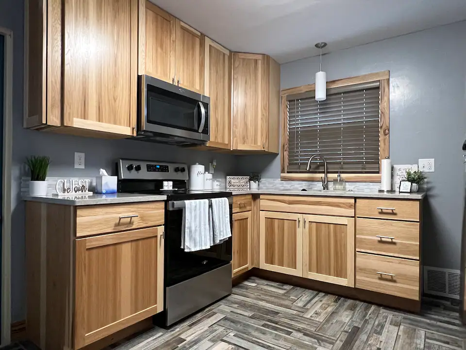 updated kitchen with stainless appliances