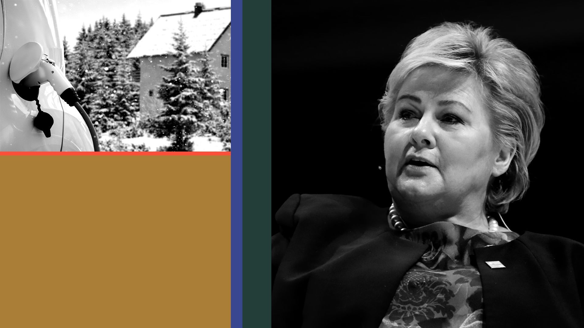 Photo collage of Norway's Prime Minister Erna Solberg 