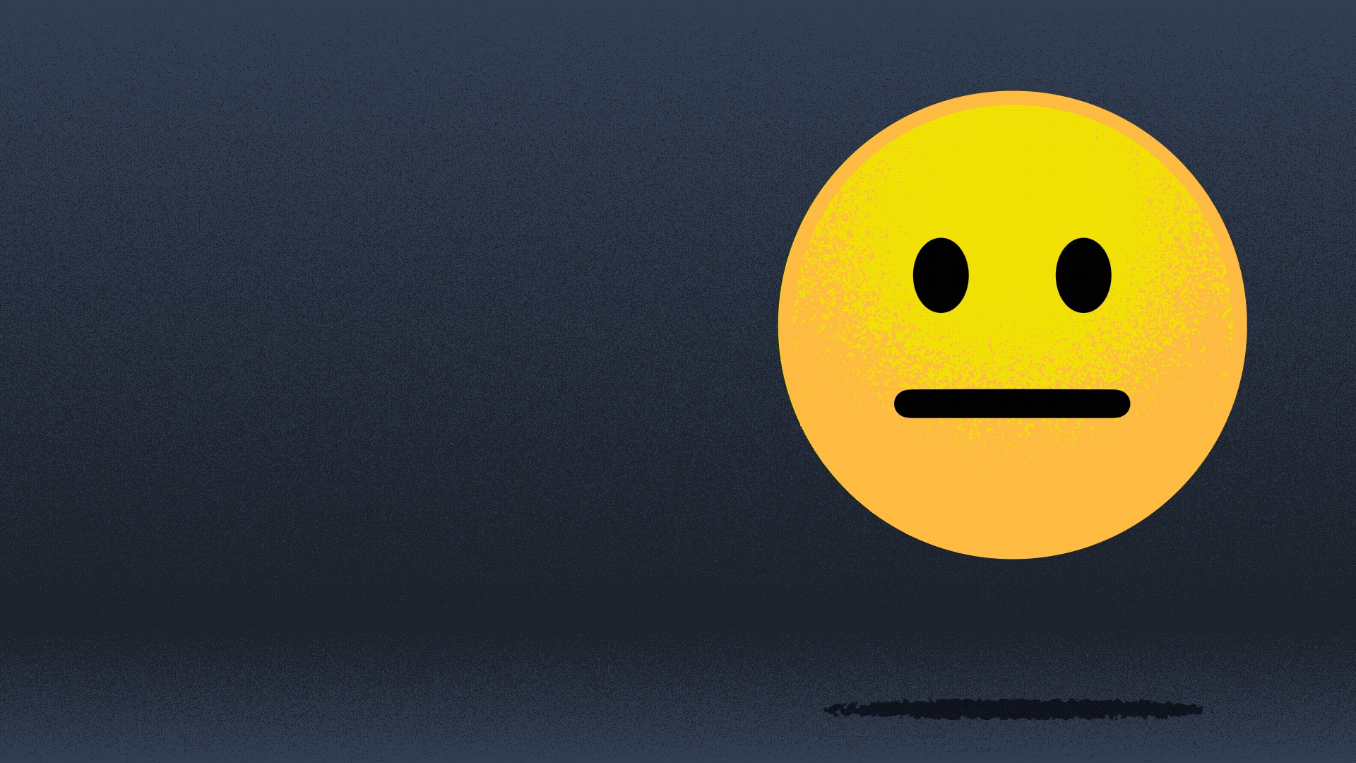 Animated illustration of an emoji with a neutral face that turns into a bored face when its surrounded by binary code.