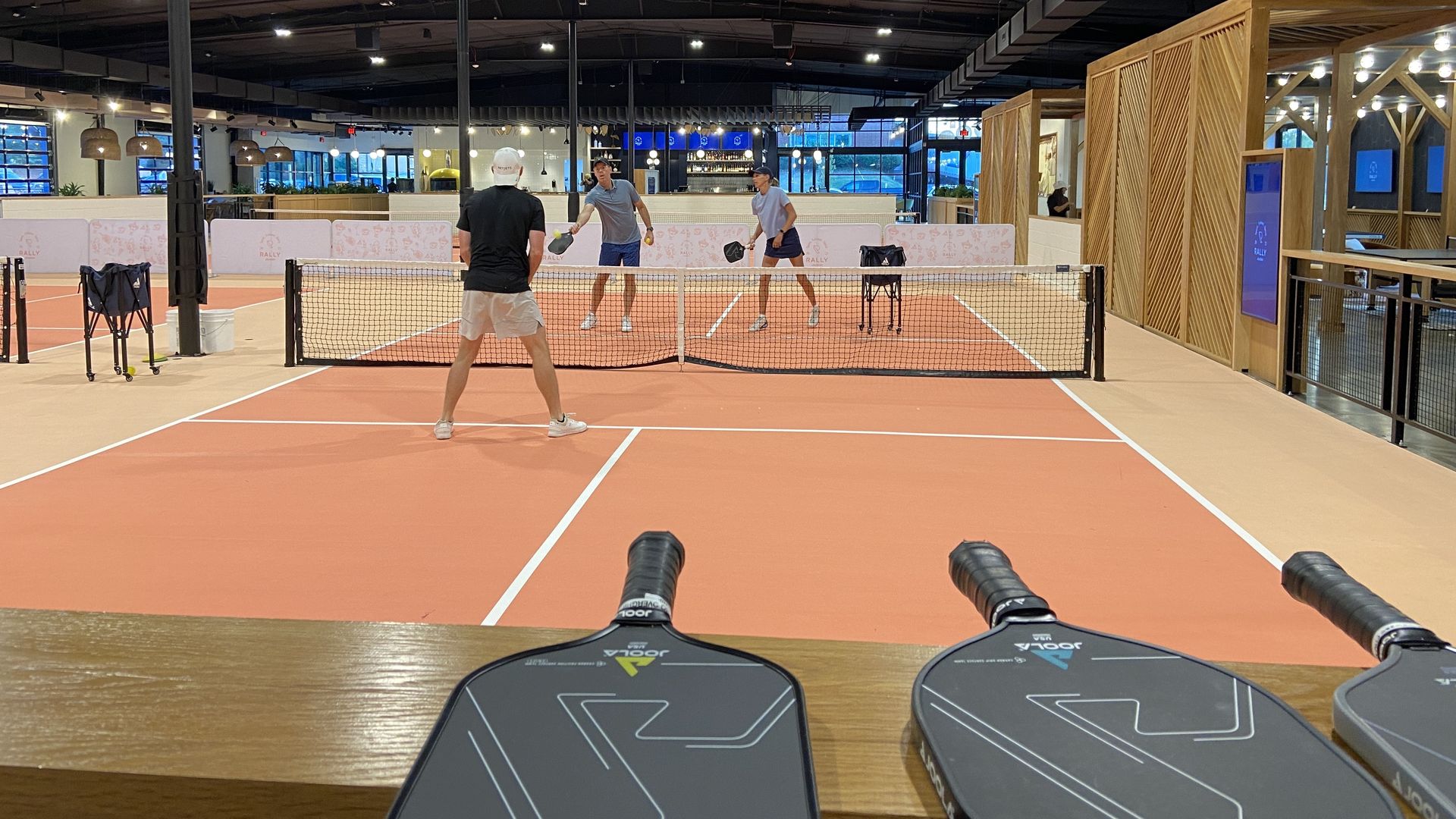 Megan Charity, Rally co-founder, playing pickleball.