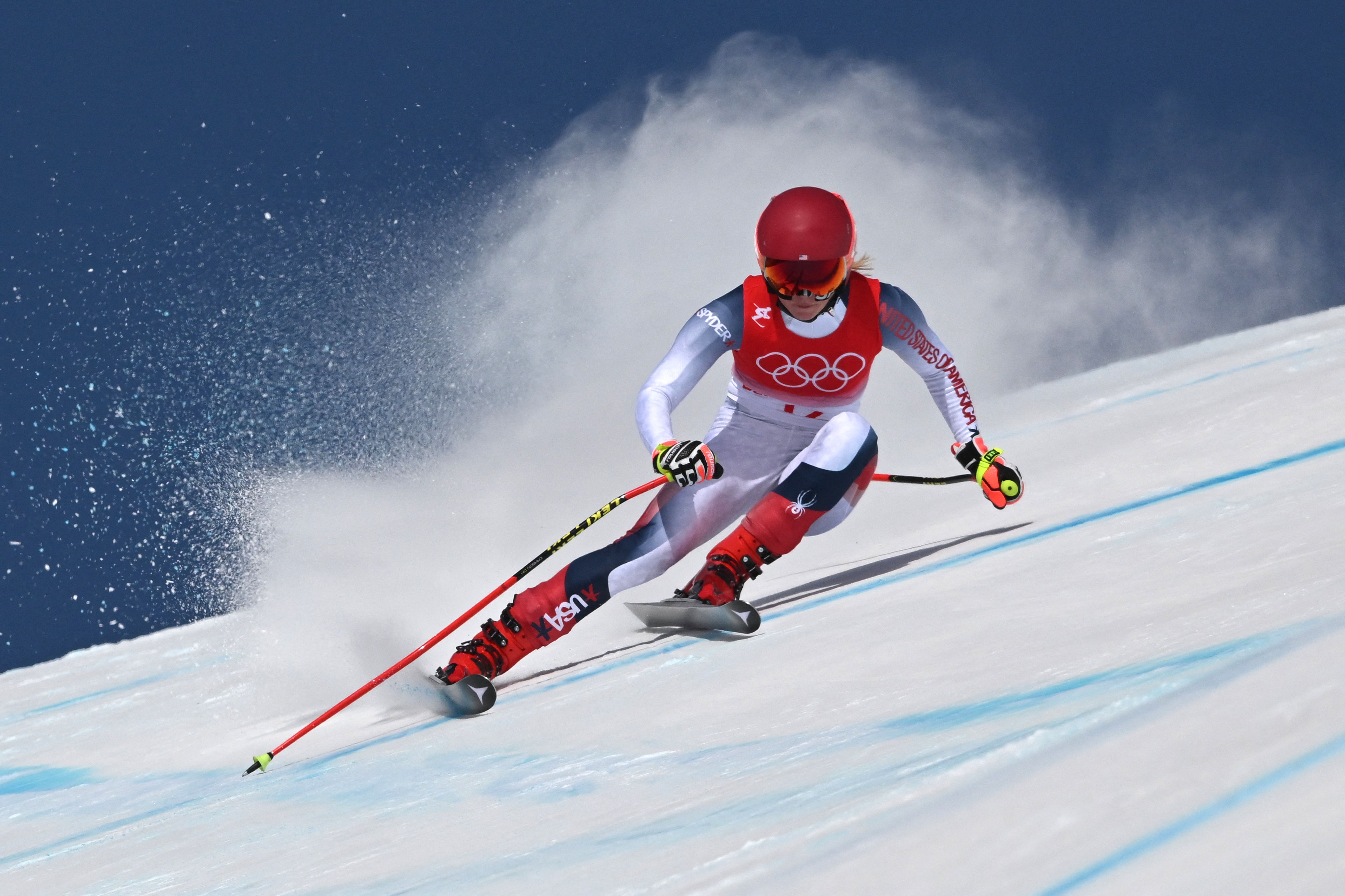 Team USA's Mikaela Shiffrin competes in the womens downhill final during the 2022 Winter Olympic Games