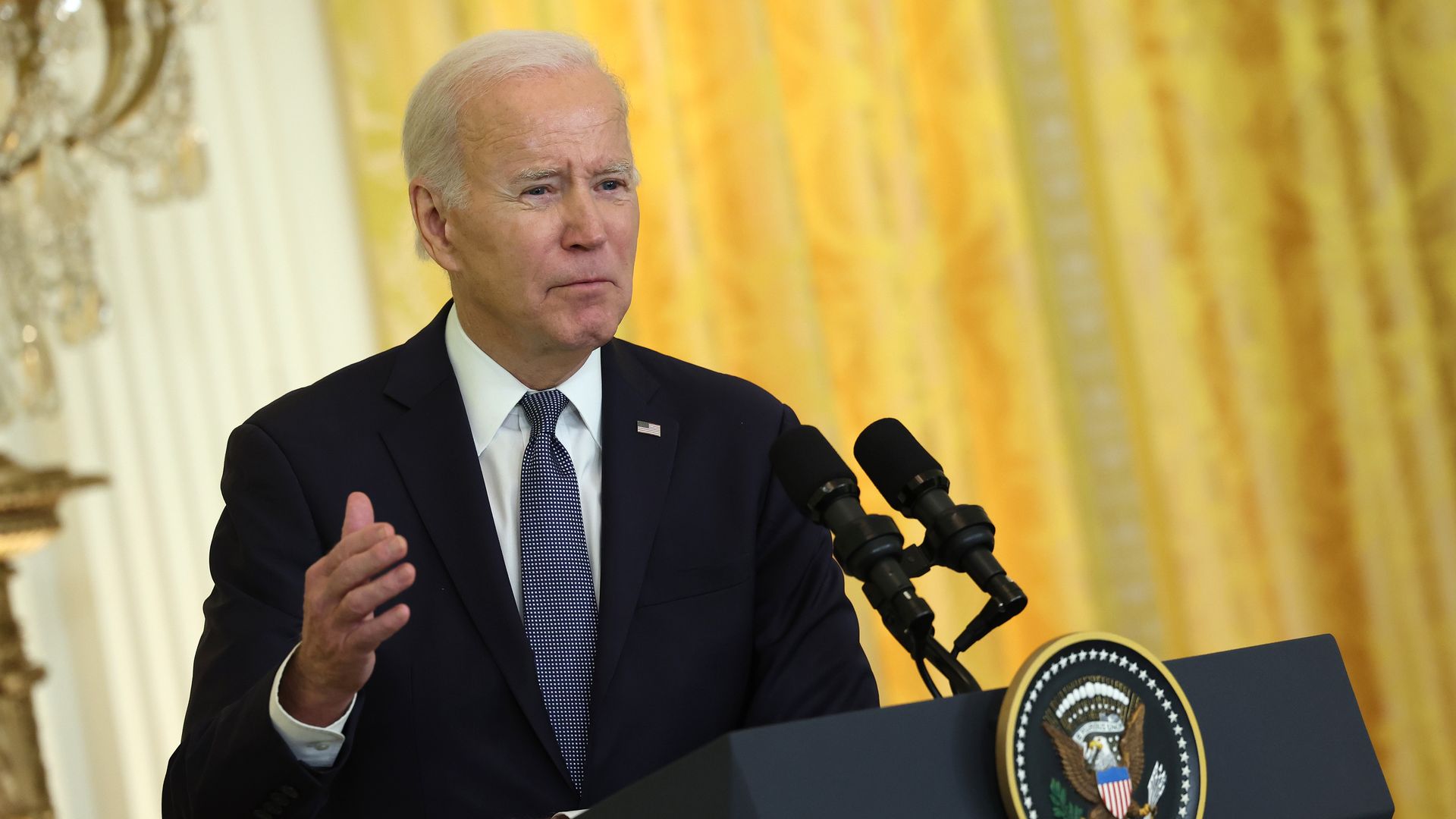 President Biden at a press conference at the White House on December 01.
