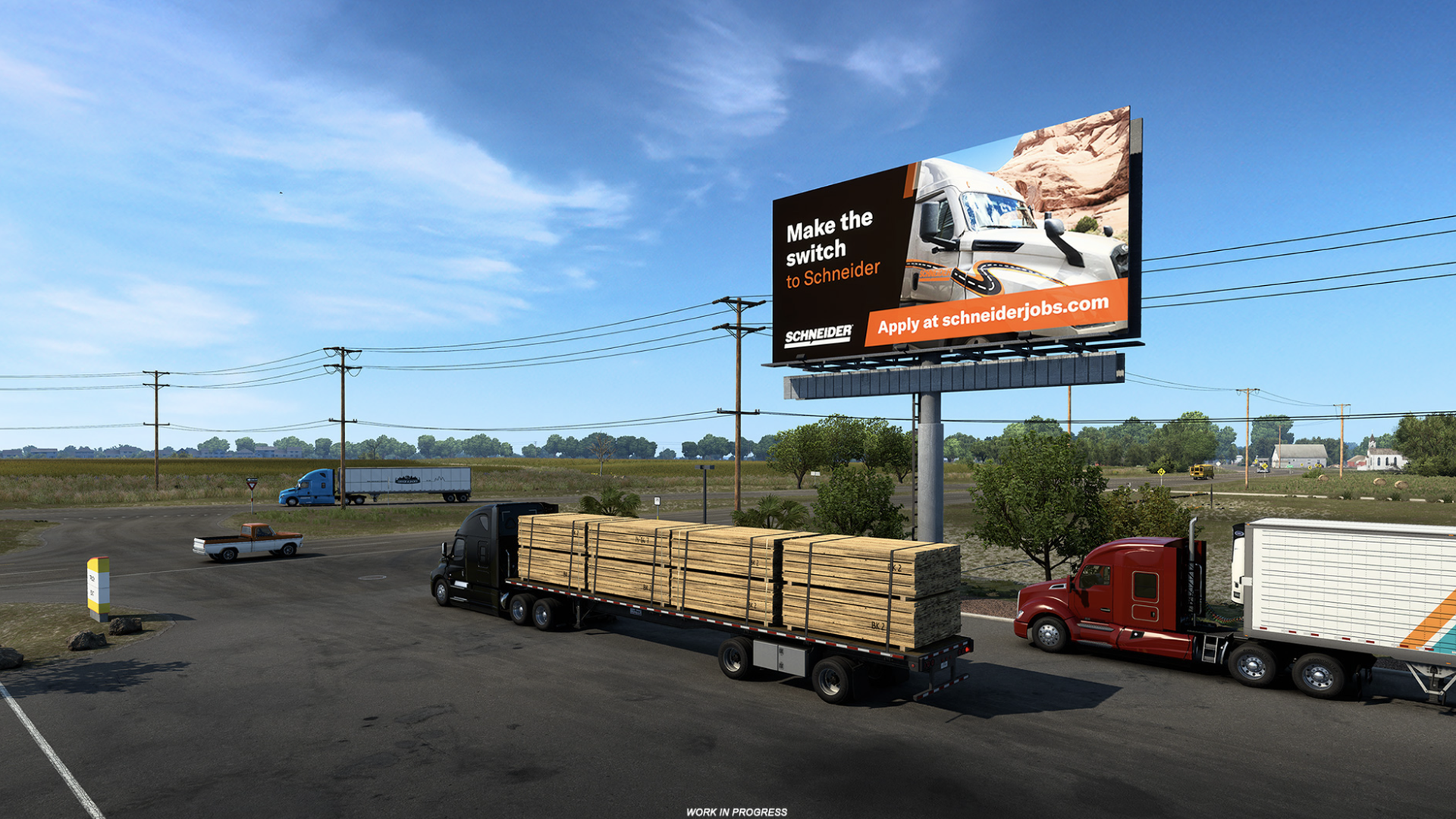 Video game screenshot of a billboard in truck
