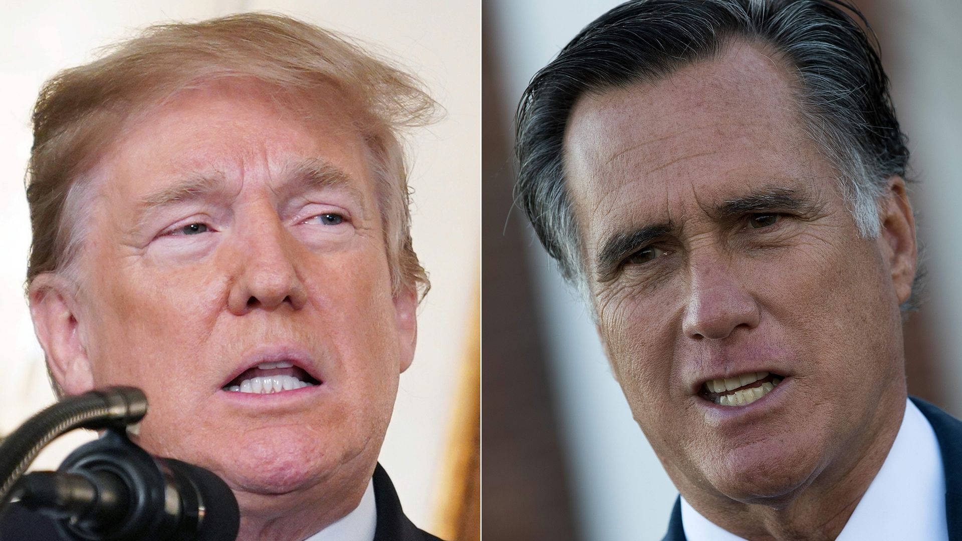Donald Trump and Mitt Romney photos cropped together