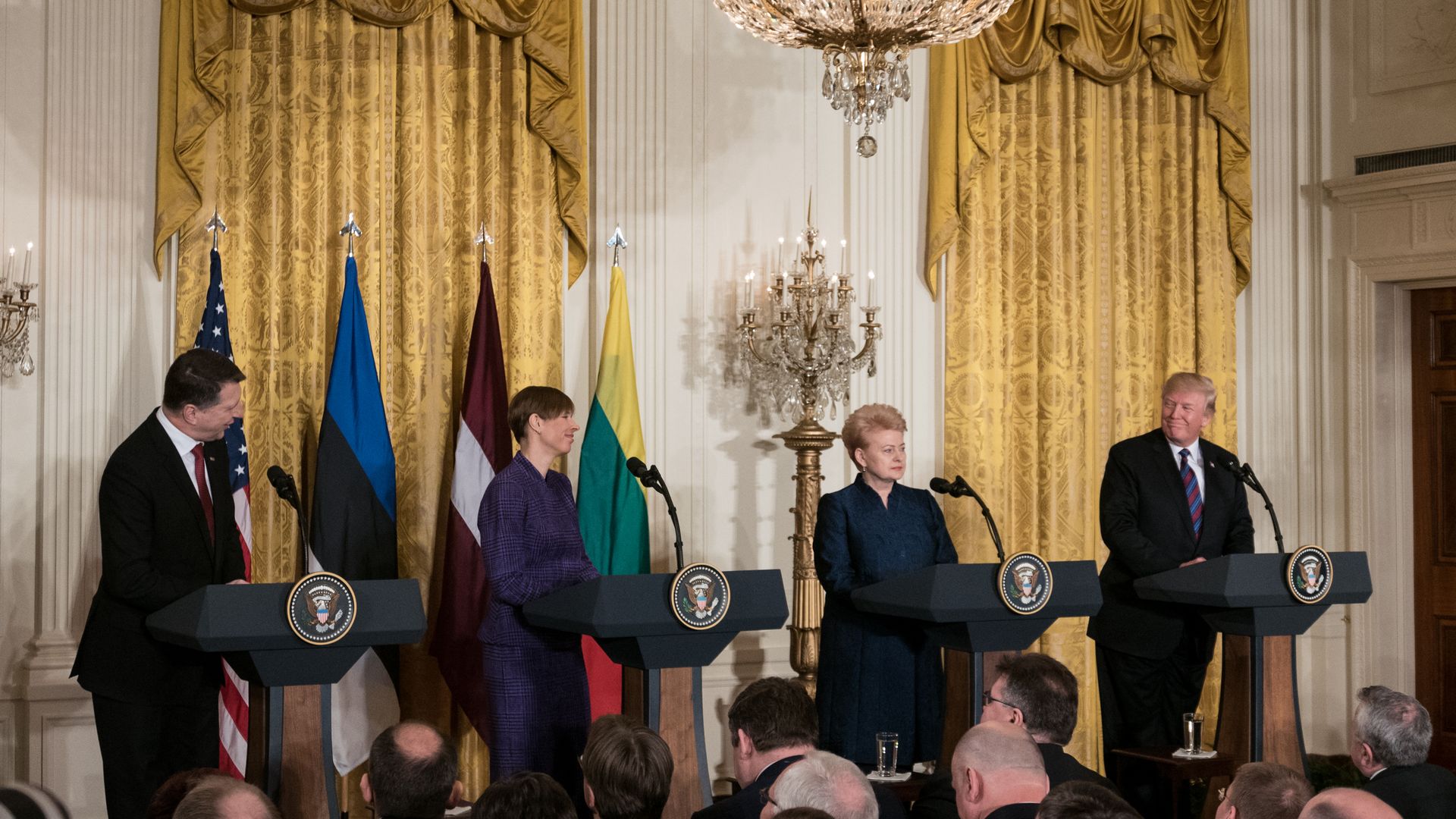 President Trump meets the Baltic heads of state during a summit at the White House on April 3, 2018.