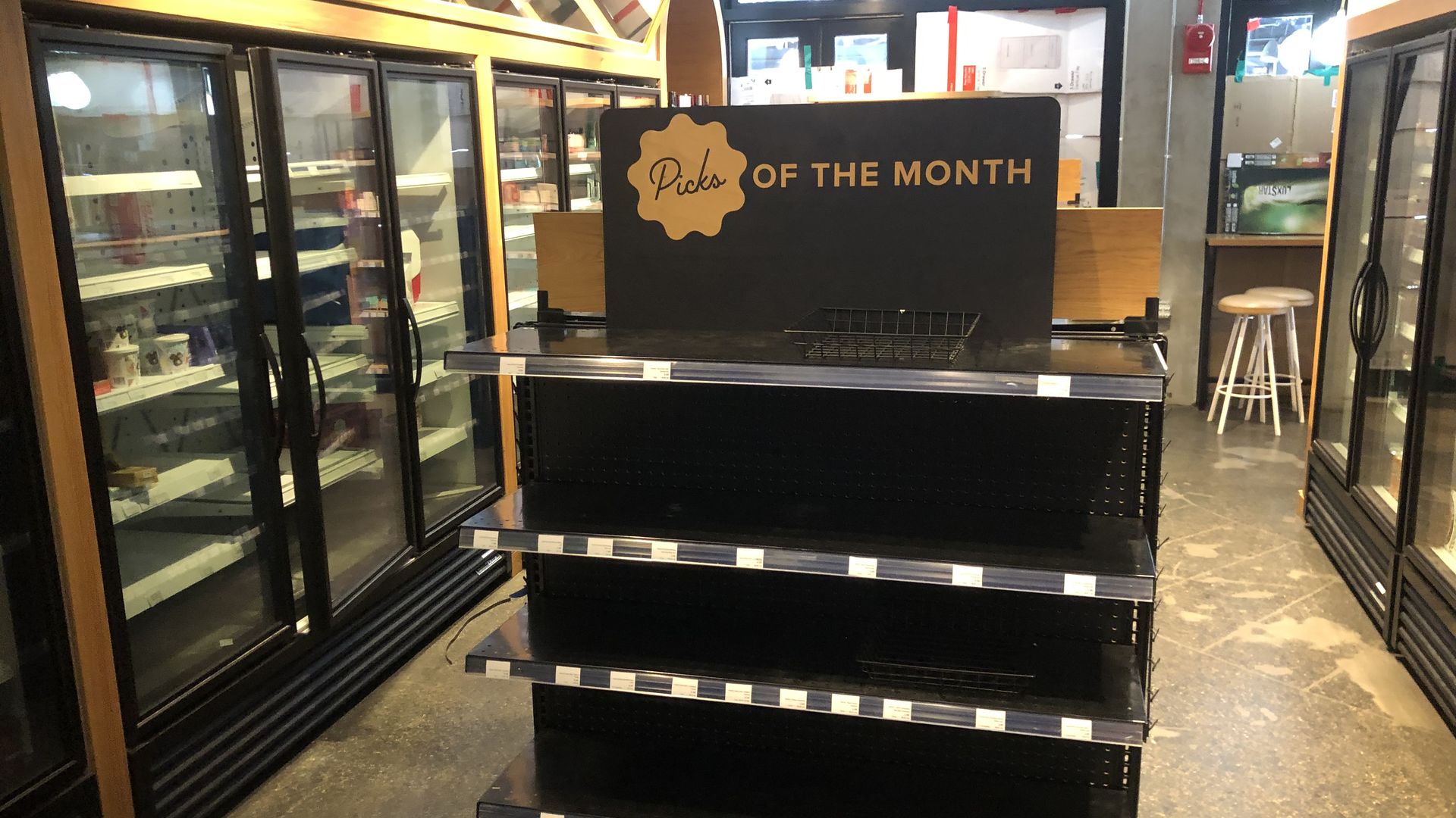 Empty shelves at Foxtrot Dupont Circle