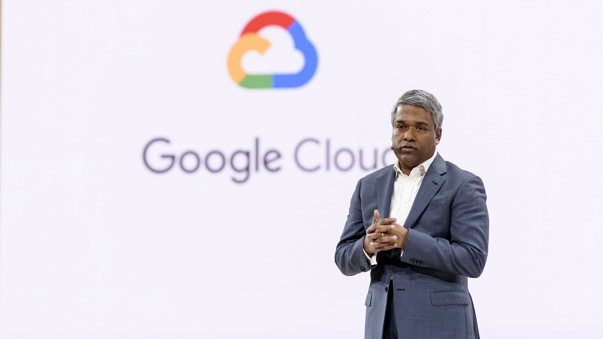 Google CEO Thomas Kurian, speaking at the Google Cloud Next '19 event in San Francisco, California