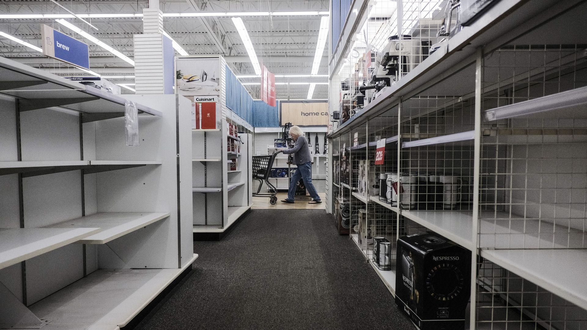 Empty shelves at a Bed Bath & Beyond location permanently closing in Northville, Michigan, US, on Saturday, Sept. 24, 2022.