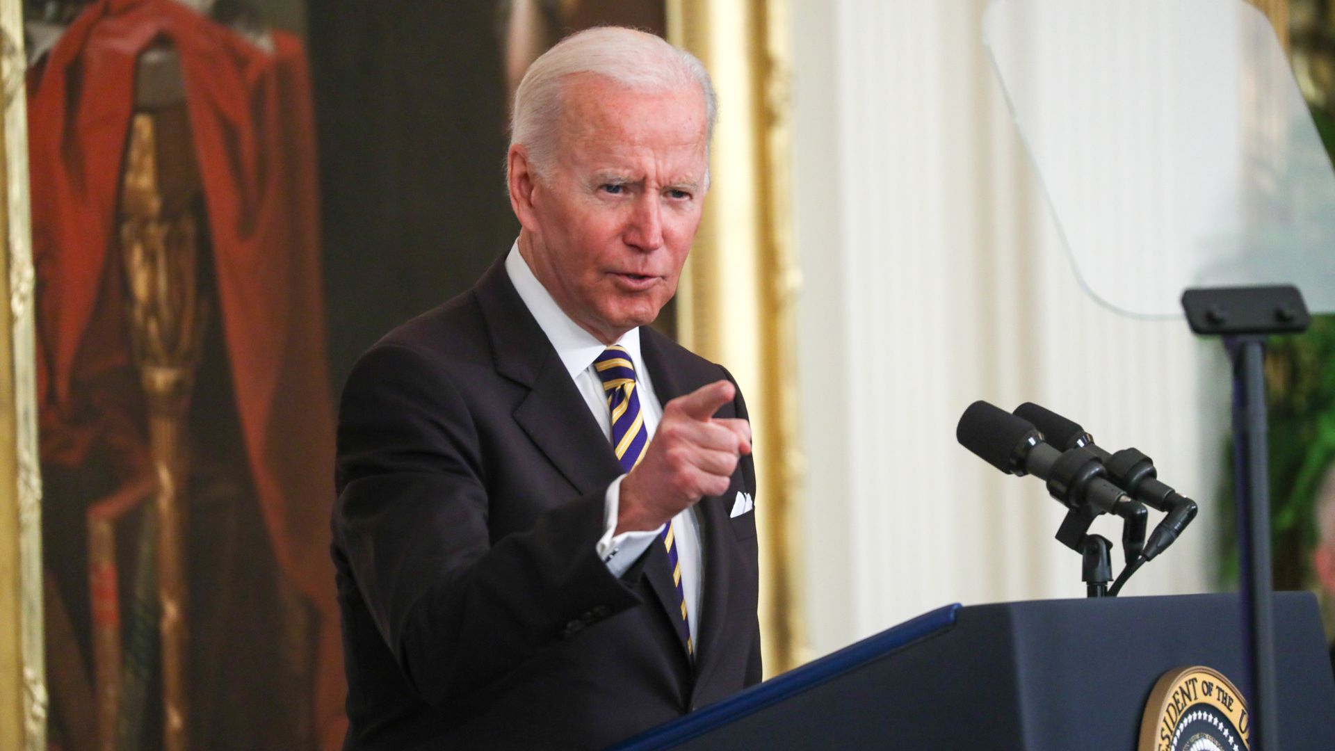 President Biden speaking in the White House on April 27.