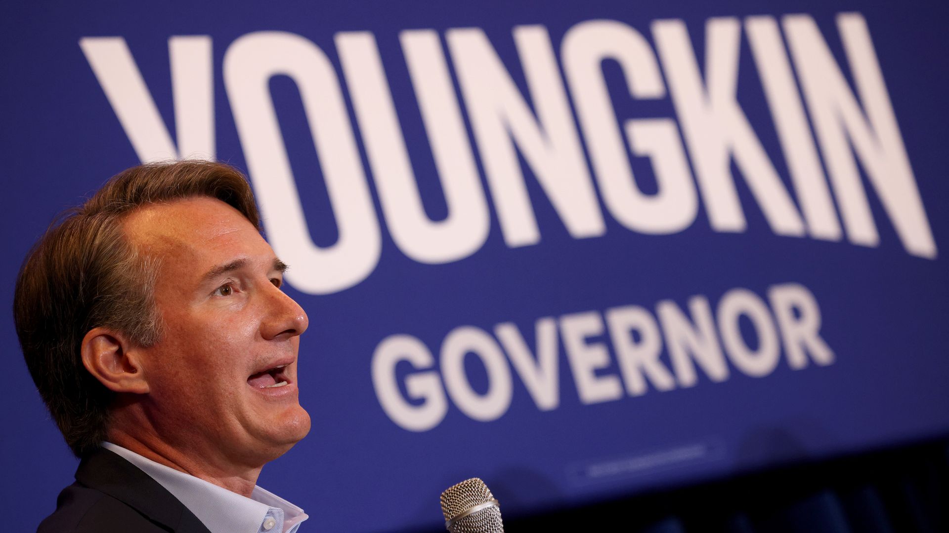 Virginia gubernatorial candidate Glenn Younkin, a Republican, speaks at a campaign event.