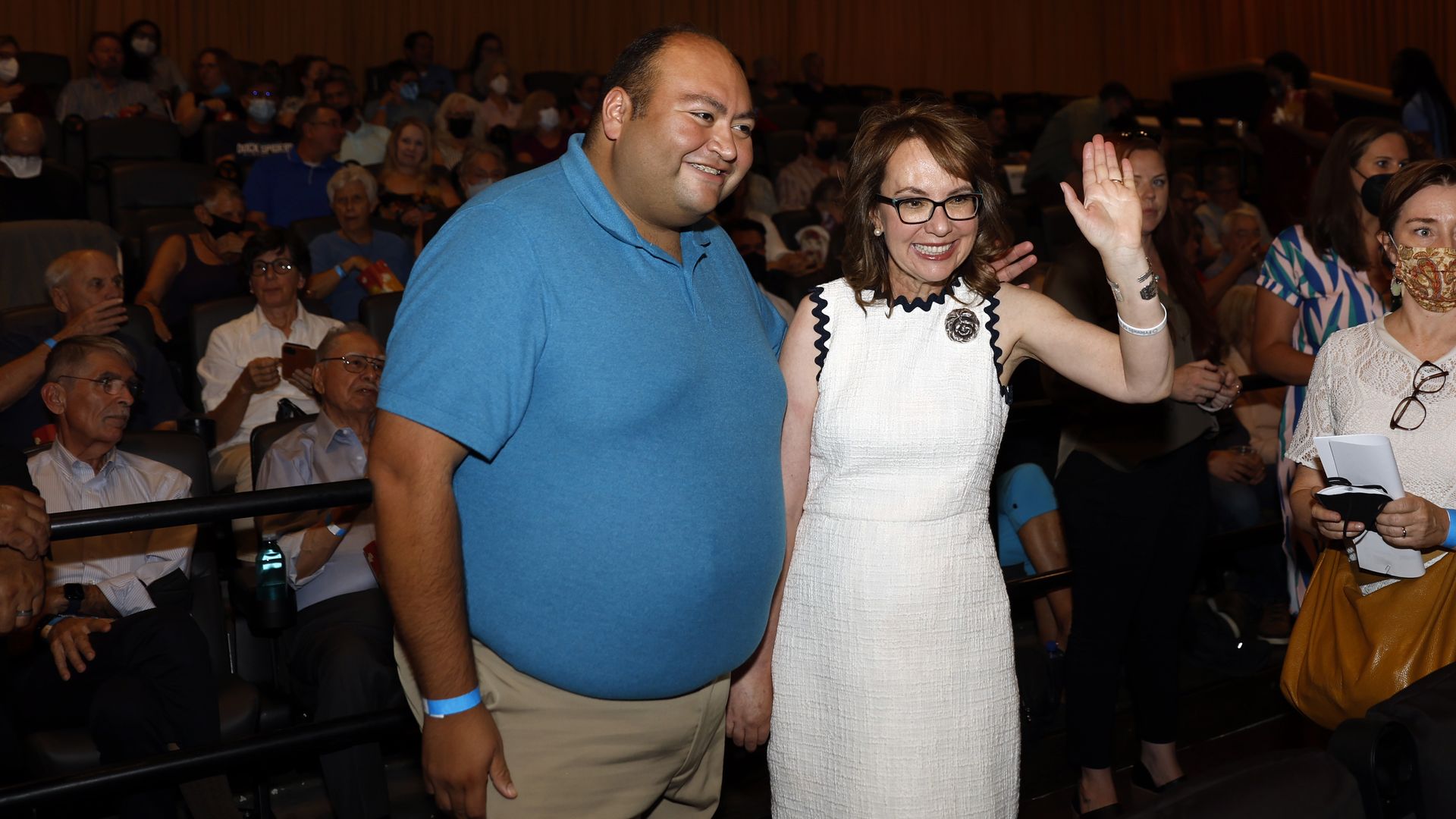 Former U.S. Rep. Gabrielle Giffords poses for a photo with her former intern Daniel Hernandez during the Tucson Premiere Screening Event of “Gabby Giffords Won’t Back Down.”
