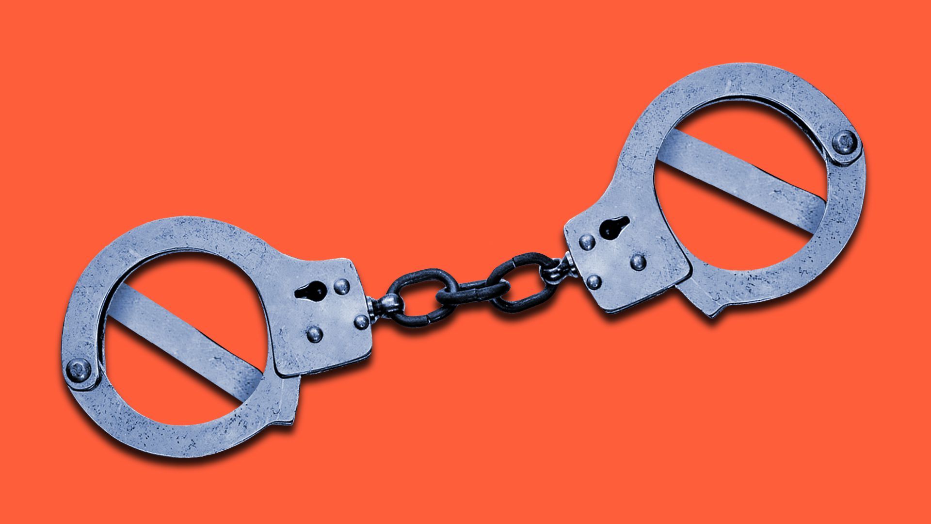 Illustration of handcuffs with a strikethrough bar crossing each cuff