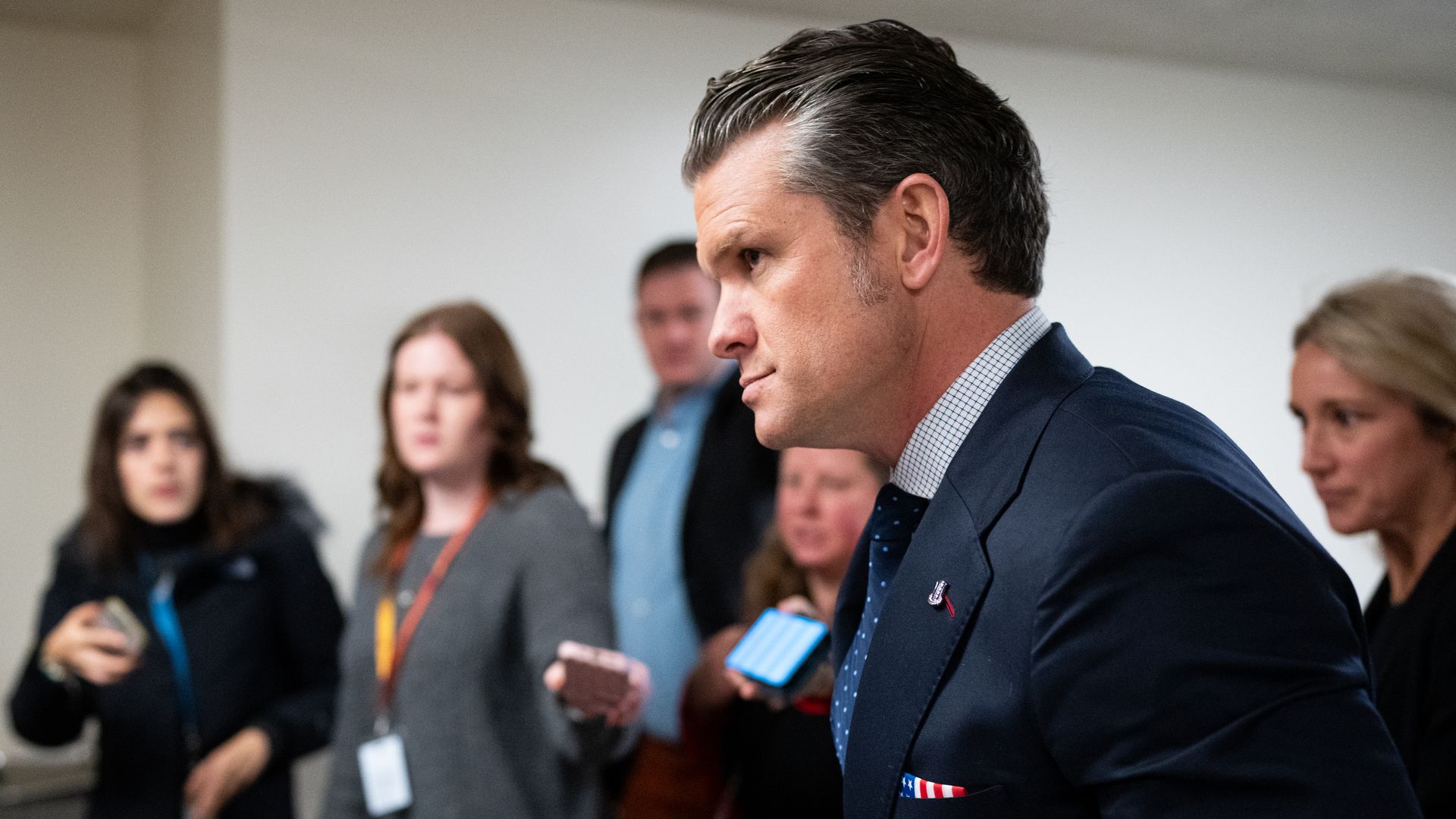 UNITED STATES - DECEMBER 4: Pete Hegseth, Trump's nominee to be Defense Secretary, walks from the Russell Senate Office Building via the Senate subway tunnel to his meeting with Sen. John Thune, R-S. Dak., in the U.S. Capitol on Wednesday, December 4, 2024. (Bill Clark/CQ-Roll Call, Inc via Getty Im