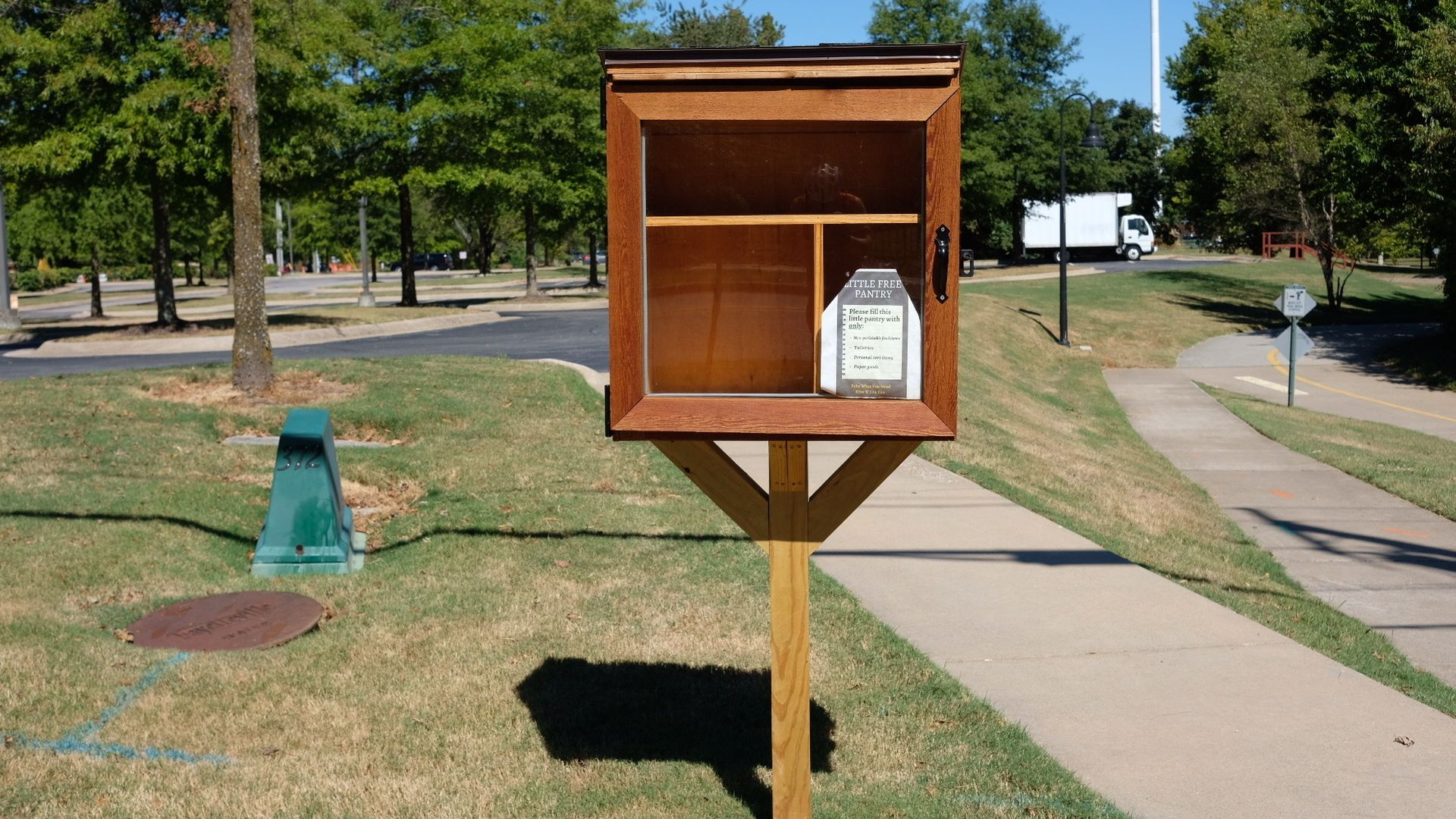 Photo of a new Little Free Pantry with no food inside. 