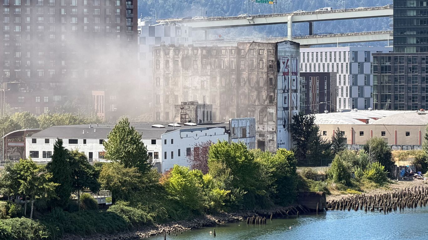 Controlled blasts kick off Centennial Mills demolition