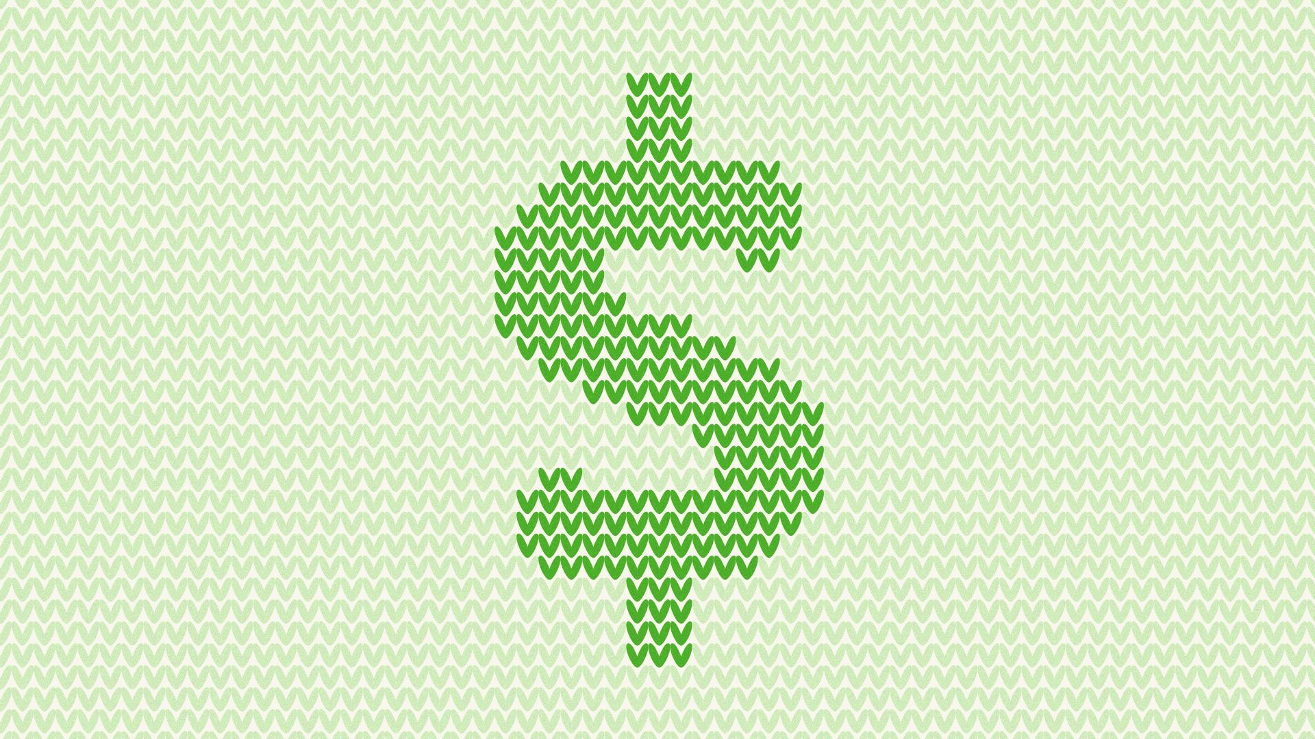 Illustration of a knitted texture with a dollar sign pattern.
