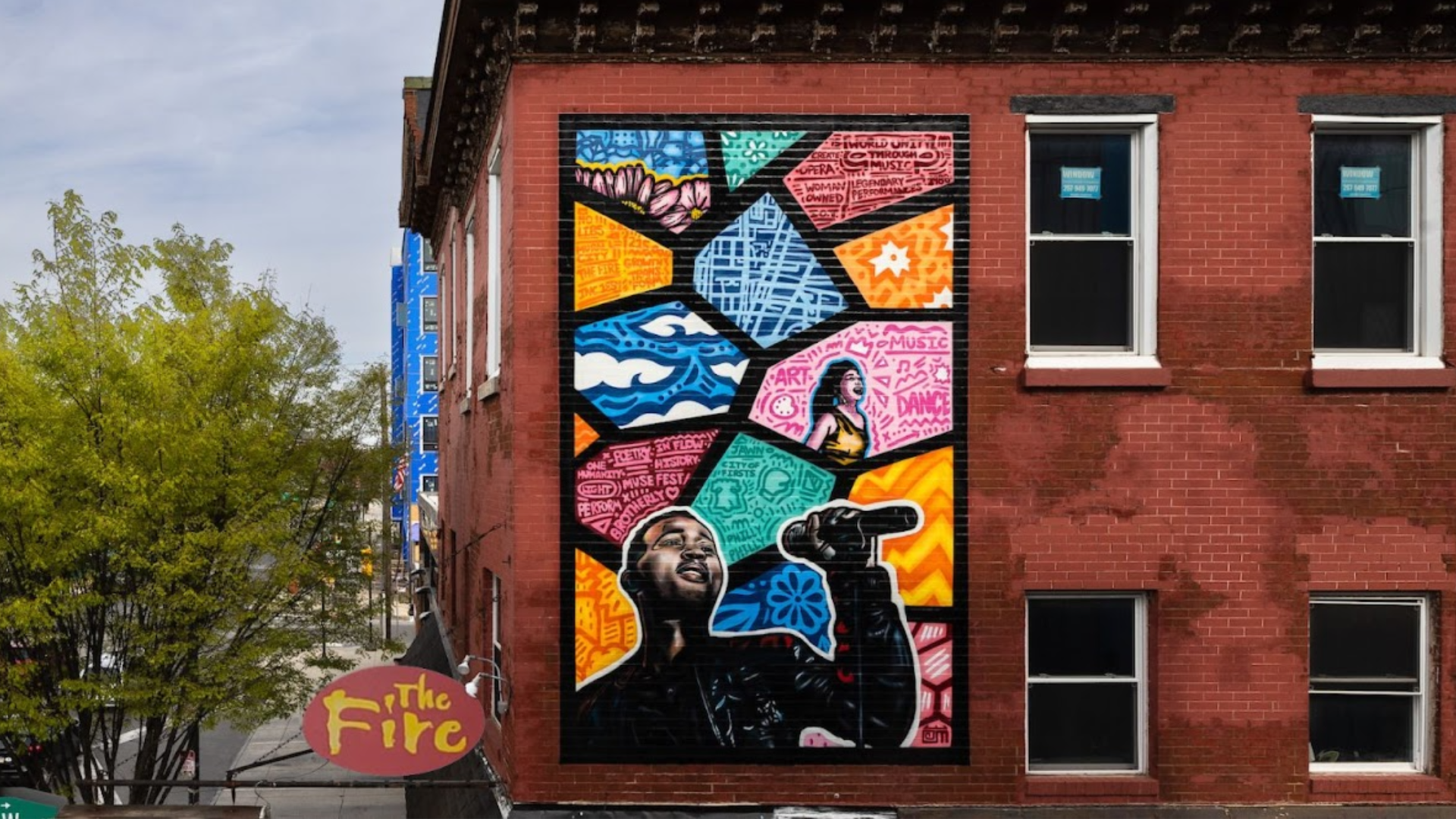 A mural featuring singer John Legend.