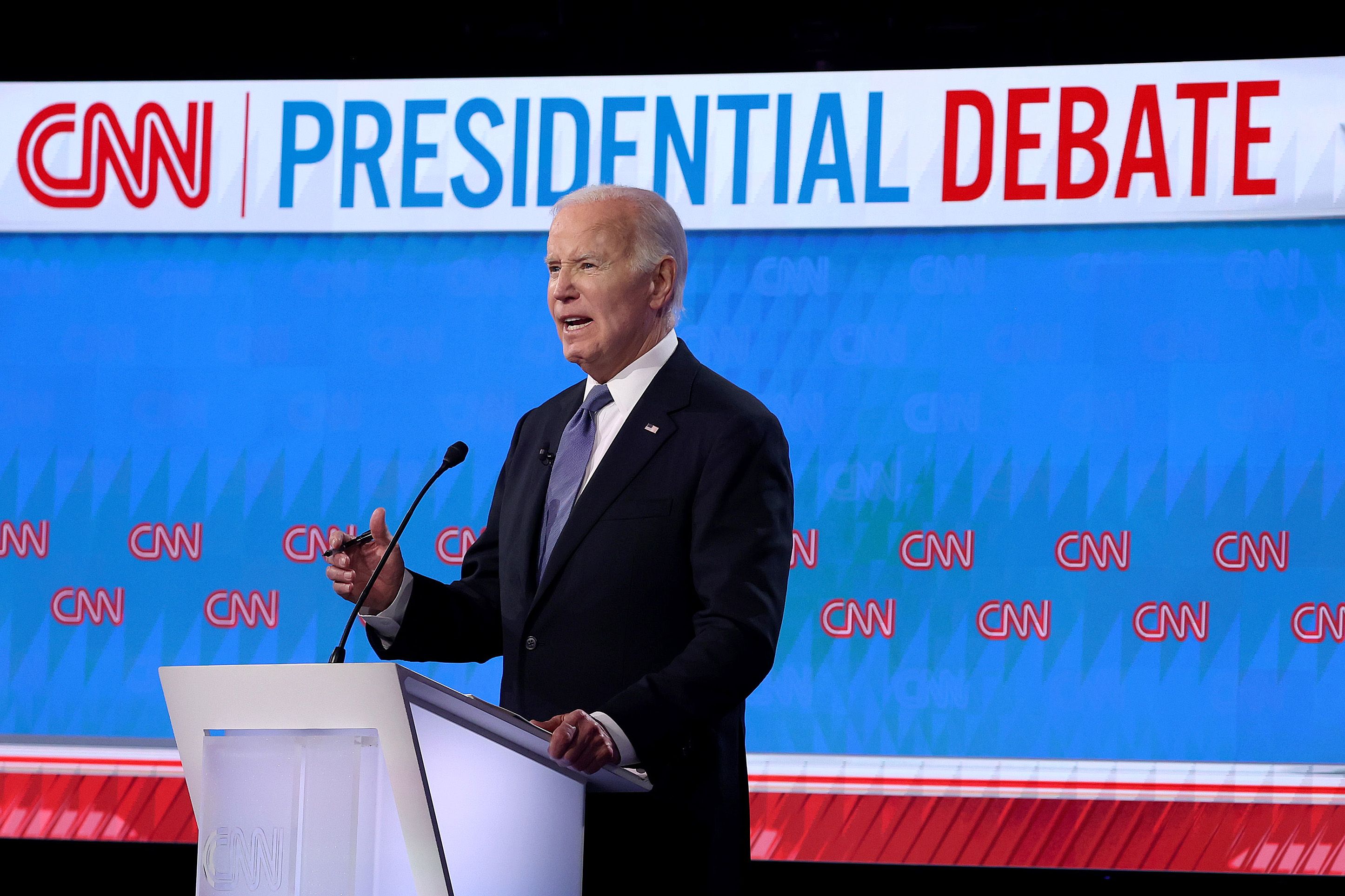 President Biden delivers remarks during the CNN Presidential Debate at the CNN Studios on June 27, 2024 in Atlanta, Georgia. 