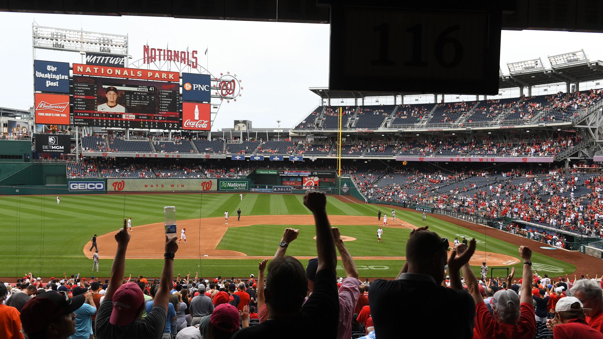 fans cheer at Nats park