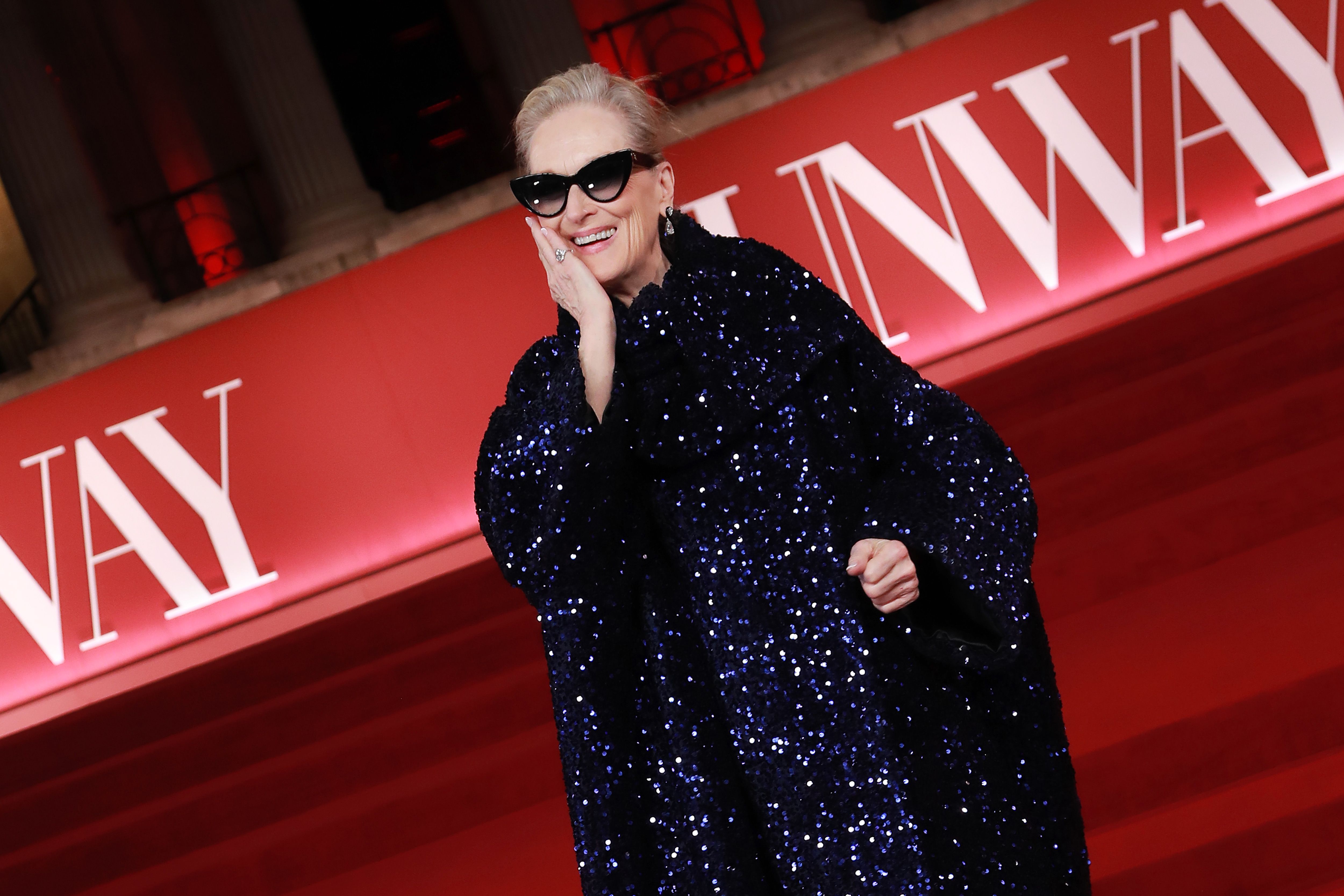 Meryl Streep poses outside The National Gallery for "A Night With Runway", a gala reception in celebration of "The Devil Wears Prada 2