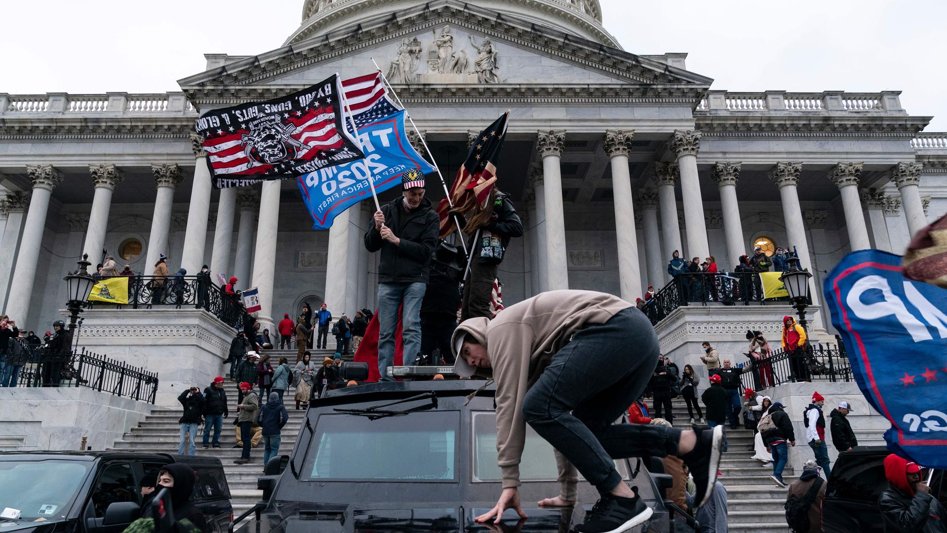 Supporters of US President Donald Trump protest outside the US Capitol on January 6, 2021, in Washington, DC.