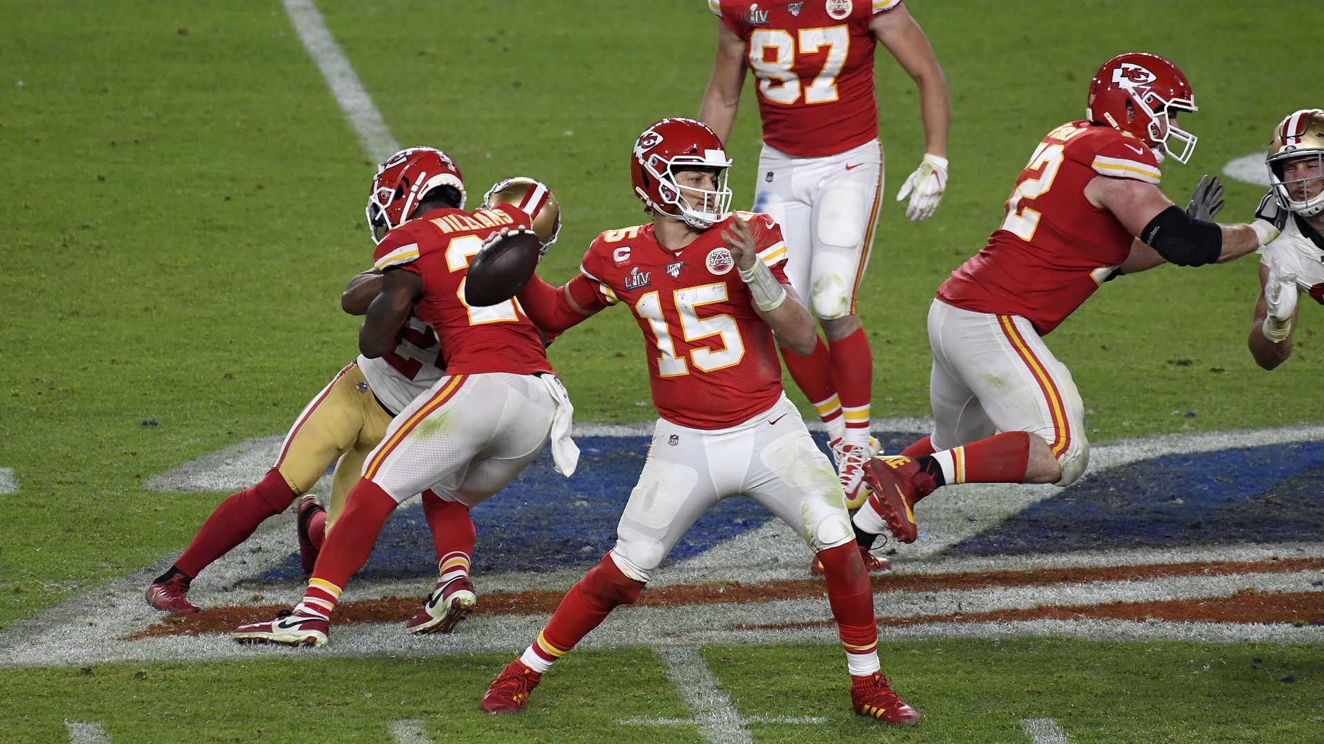 The Chief's Patrick Mahomes during the 2020 Super Bowl