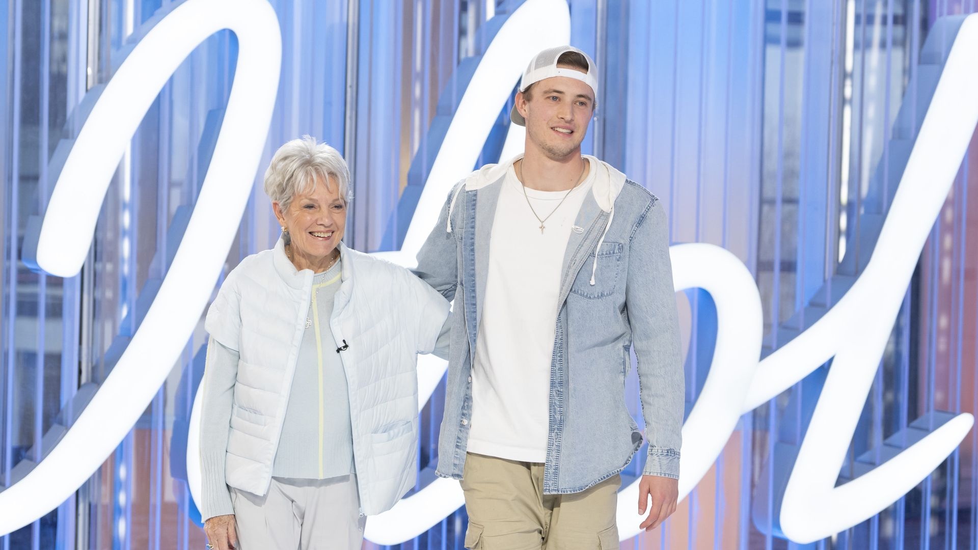 Blake Proehl (left) and his grandma on the set of "American Idol." 