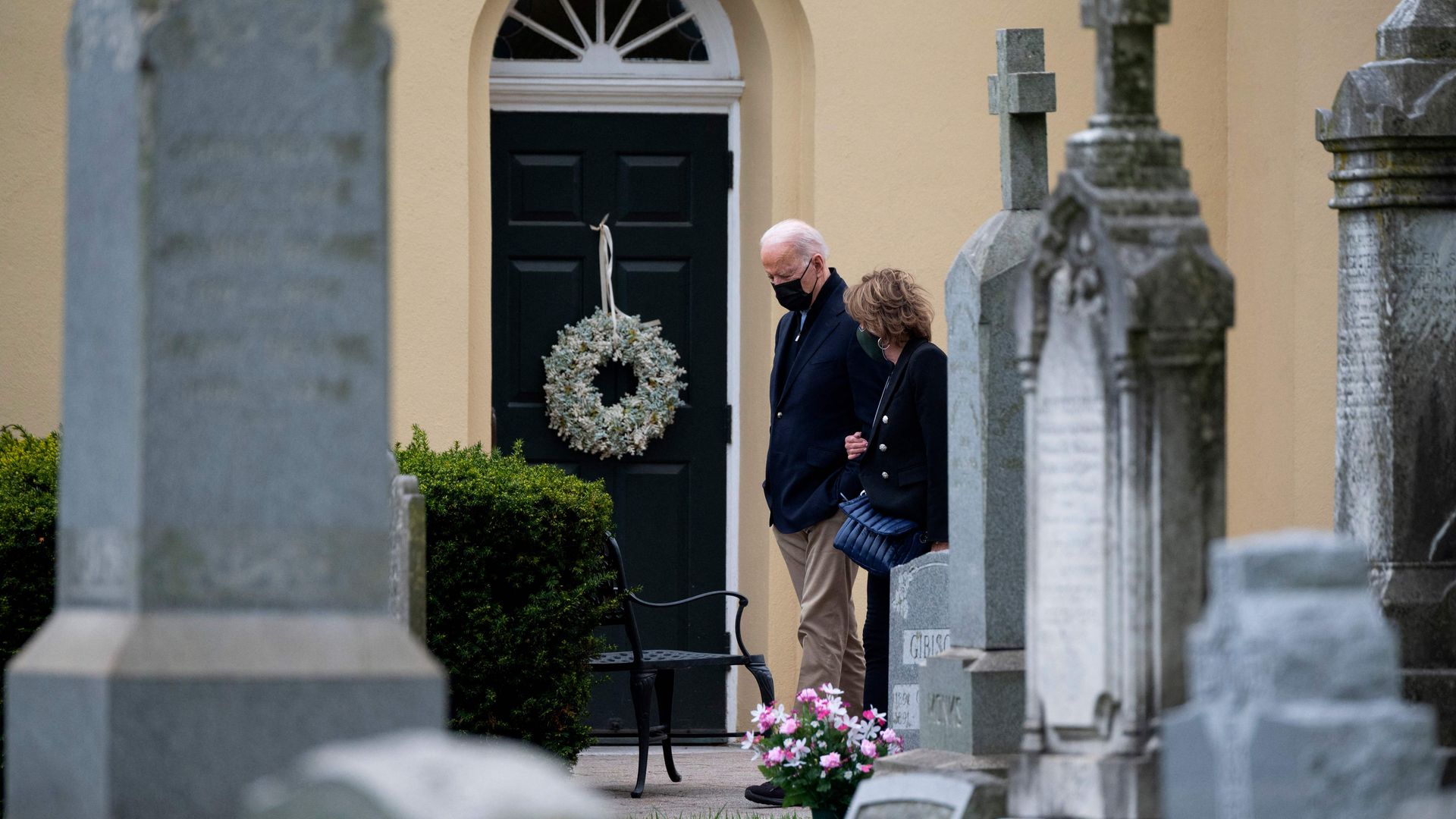 President Biden is seen walking with his sister, Valerie, after attending Mass in Delaware on Saturday.