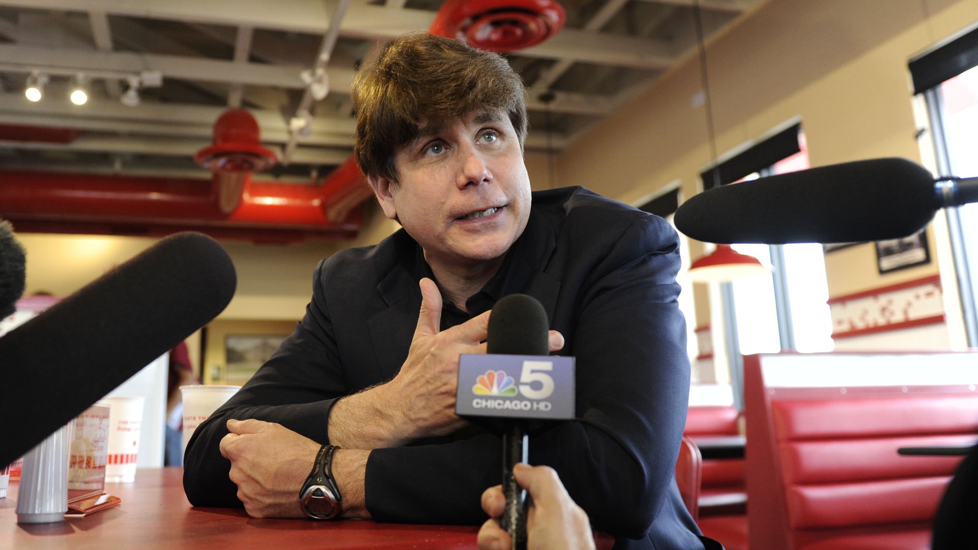 Former Illinois Gov. Rod Blagojevich at Freddy's Frozen Custard & Steakburgers before turning himself in to prison in Littleton, Colorado, to begin his 14-year prison sentence
