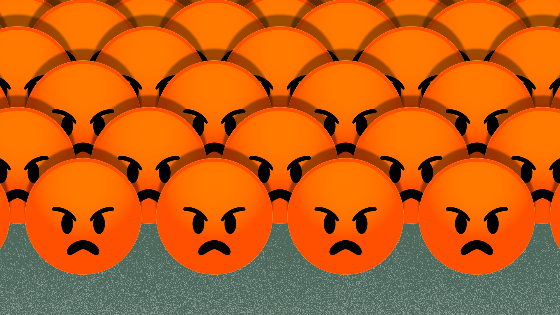 Illustration of a mob of angry emojis.
