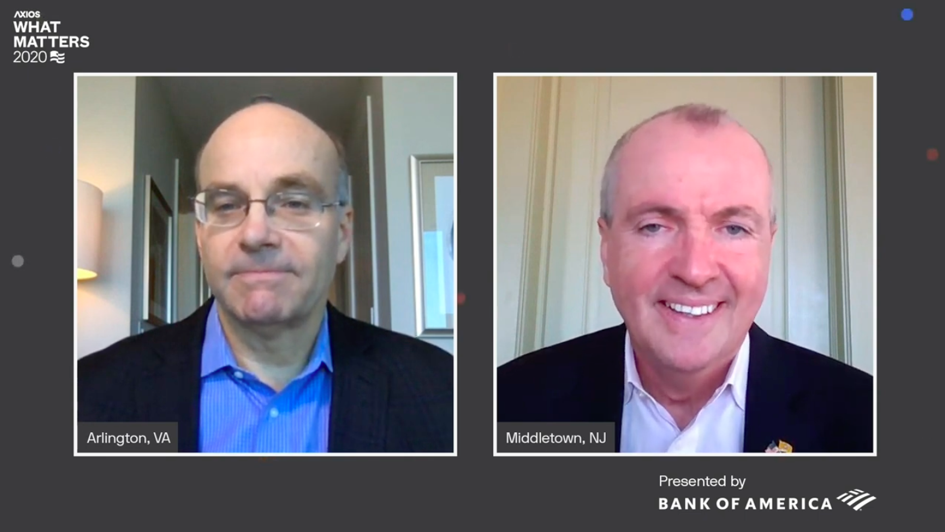 Screenshot of Gov. Phil Murphy and Mike Allen