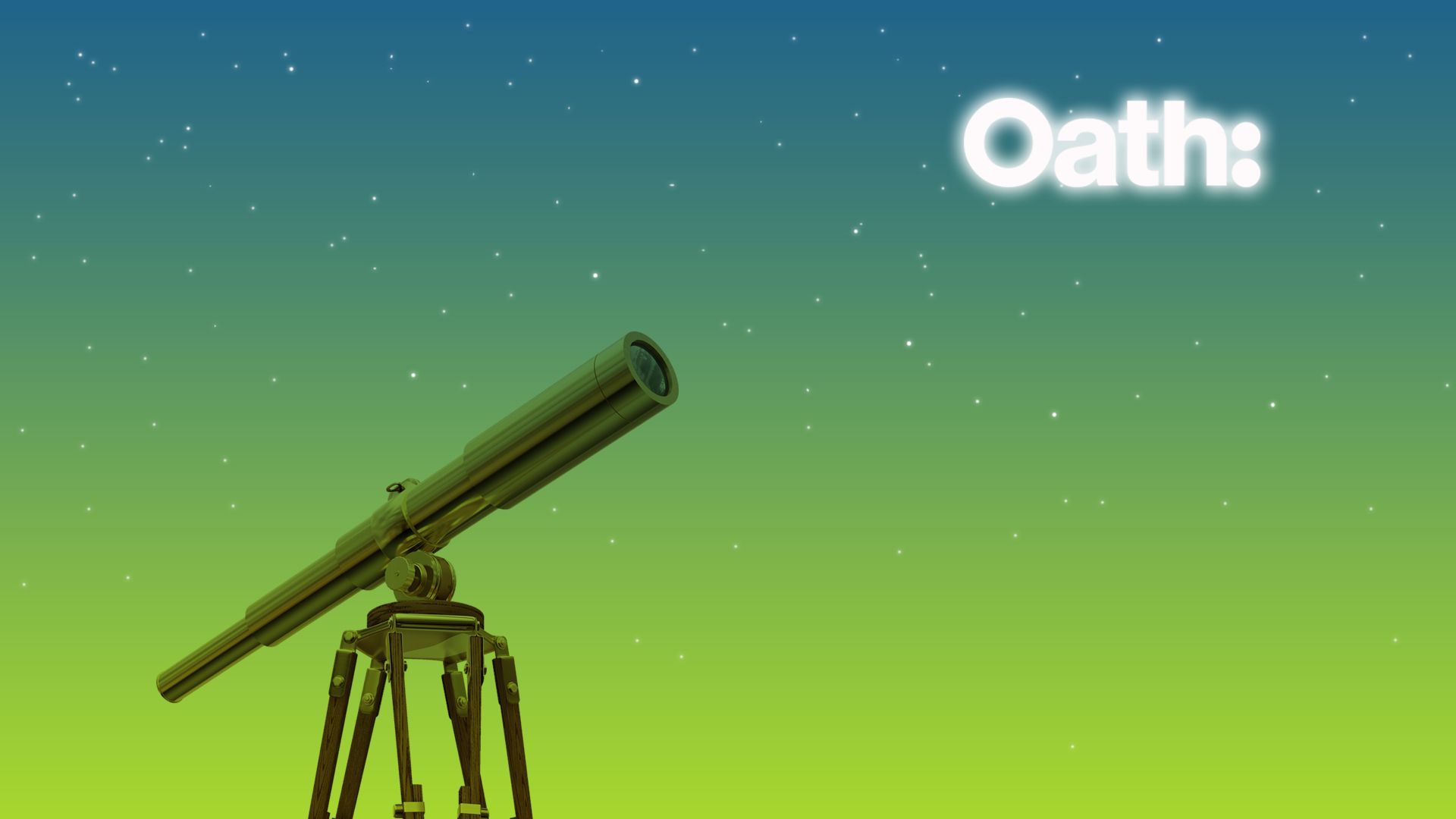 Illustration of a telescope pointing at the words Oath in a starry night sky