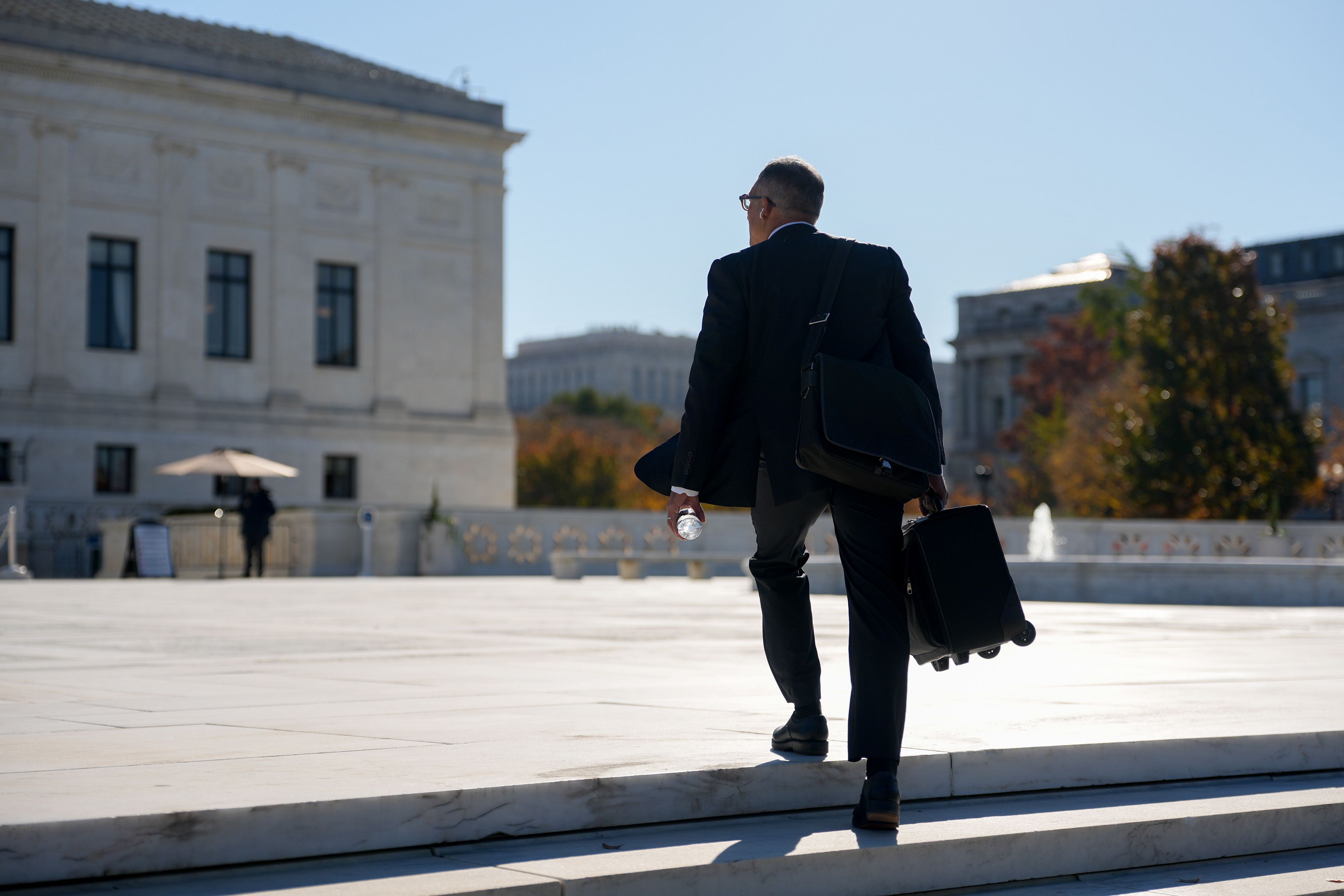 Attorney Neal Katyal arrives at the US Supreme Court in Washington, DC, US, on Wednesday, Nov. 5, 2025. In a high-stakes legal showdown, the Supreme Court will consider arguments that Trump exceeded his constitutional authority with many of the sweeping tariffs he has imposed on goods from around th