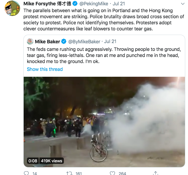 Tweet showing protests