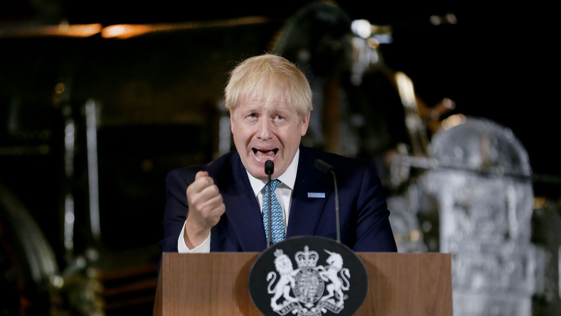 Britain's Prime Minister Boris Johnson during a speech on domestic priorities at the Science and Industry Museumon July 27