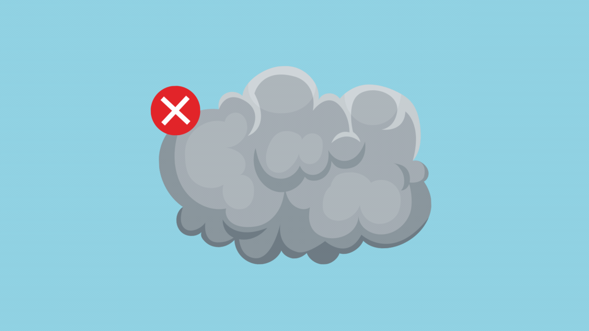 Illustration of a carbon cloud with an "X" on it, wiggling as if about to be deleted. 
