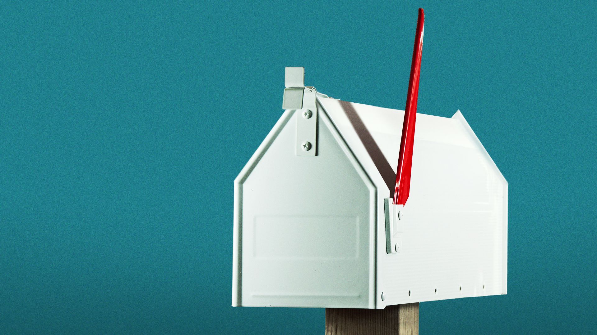 Illustration of a mailbox shaped like a house.