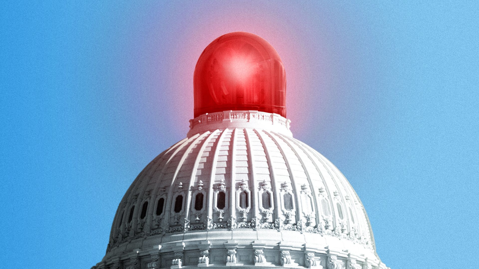 Illustration of the Capitol building with a siren on top.