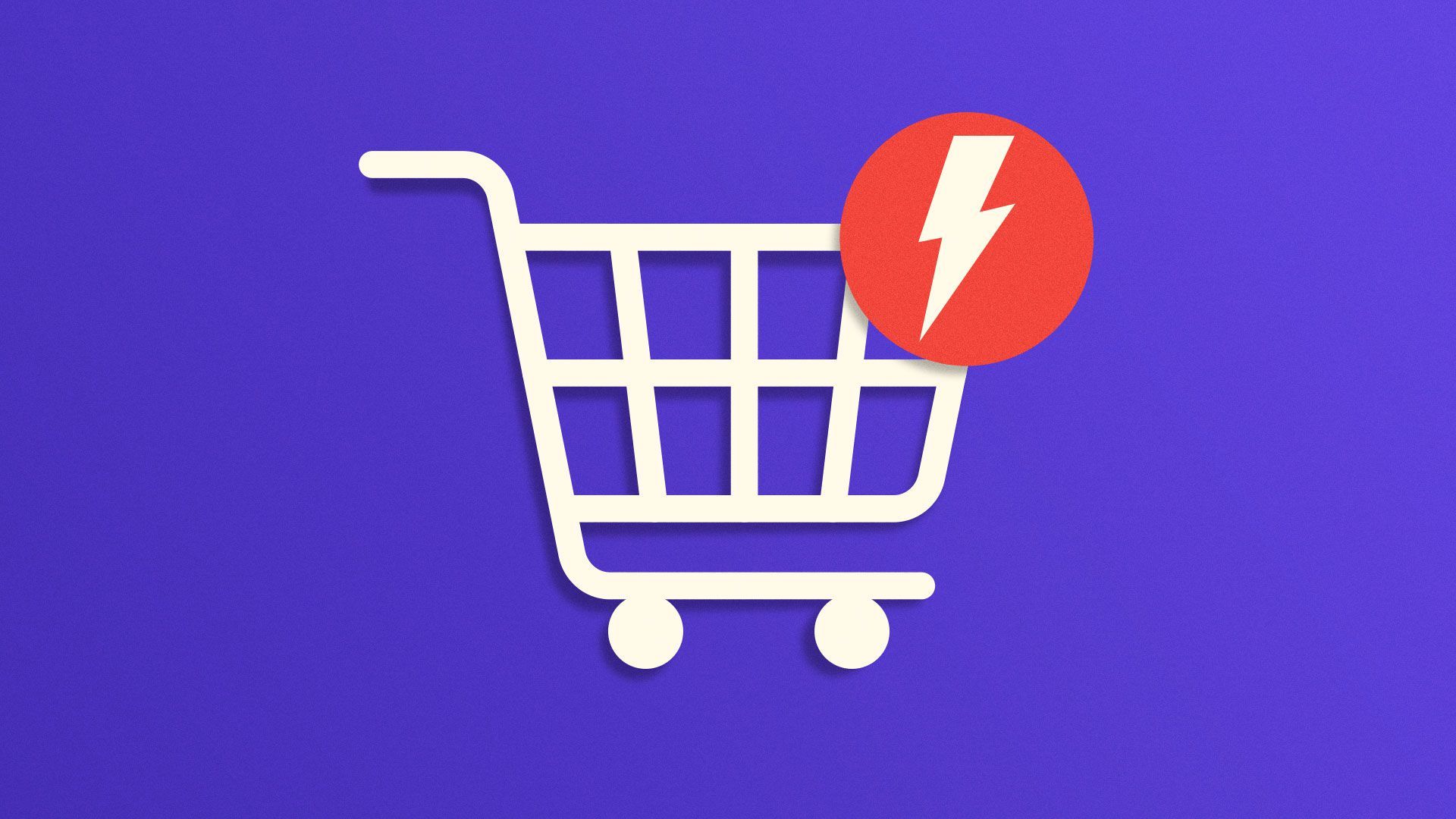 Illustration of a shopping cart icon with a lighting bolt